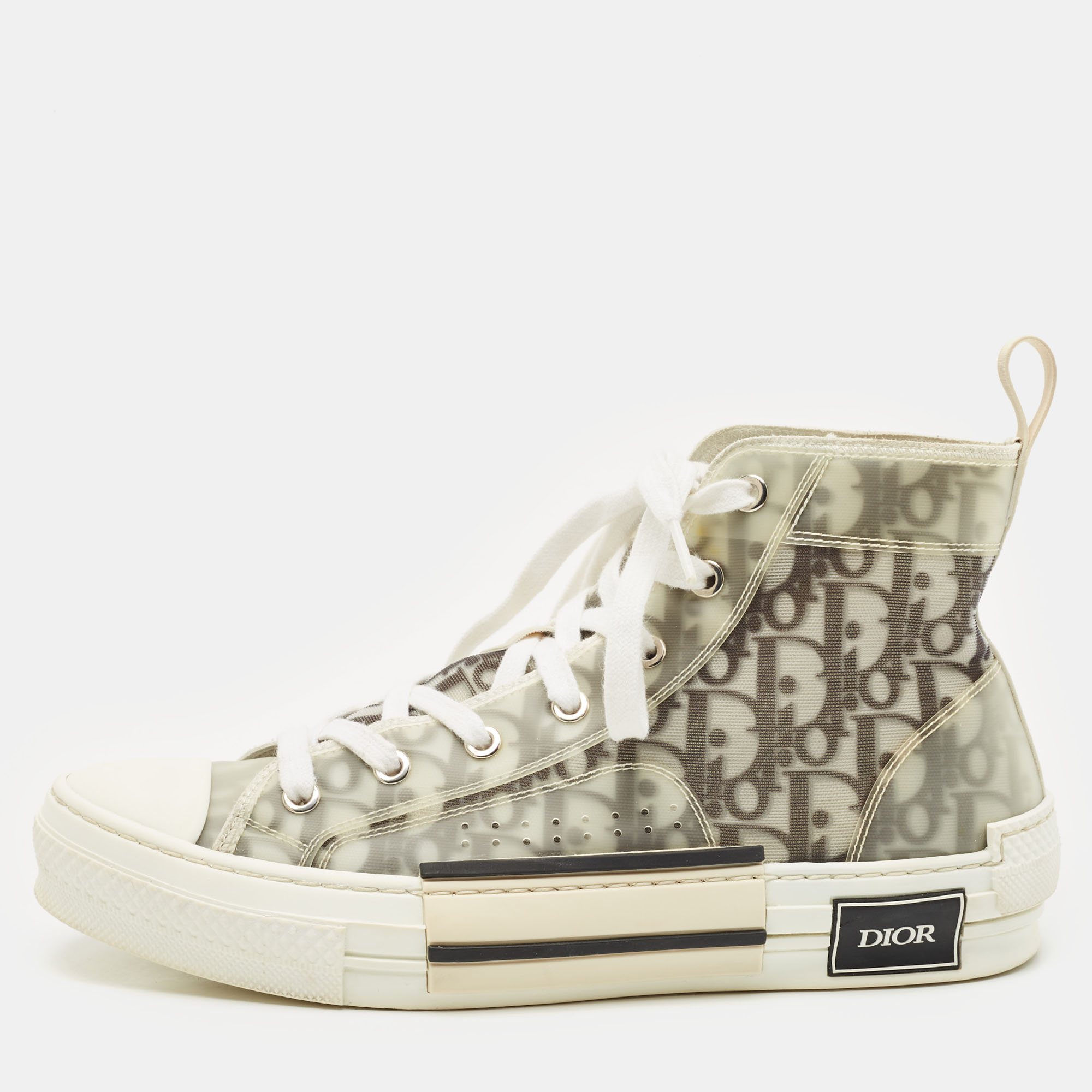 

Dior Metallic Grey Oblique Jacquard B23 High Top Sneakers Size
