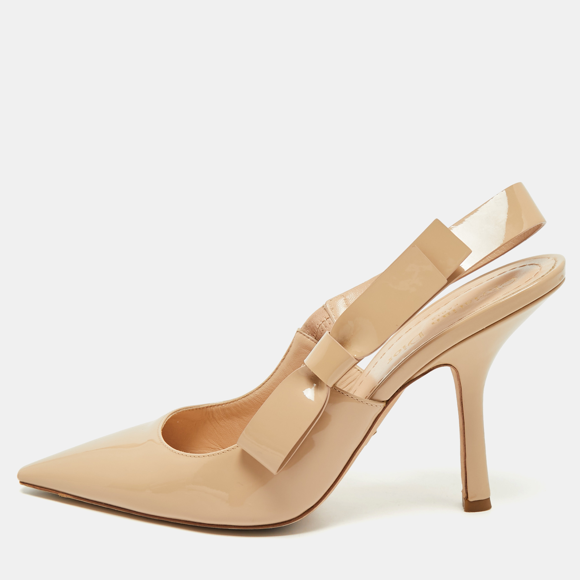 

Dior Beige Patent Leather J'Adior Slingback Pumps Size