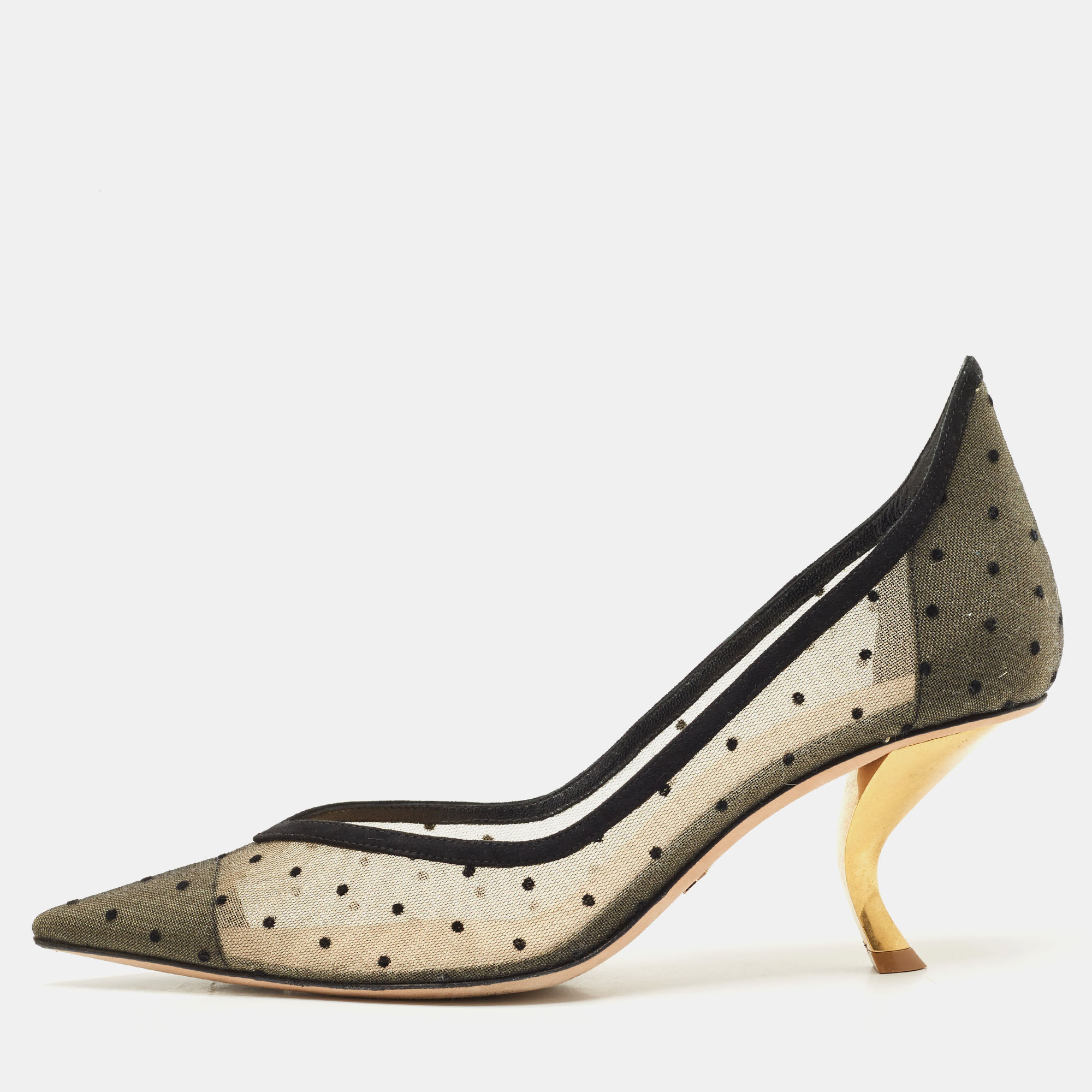 

Dior Black Mesh and Suede Polka Dot D-Moi Pointed Toe Pumps Size