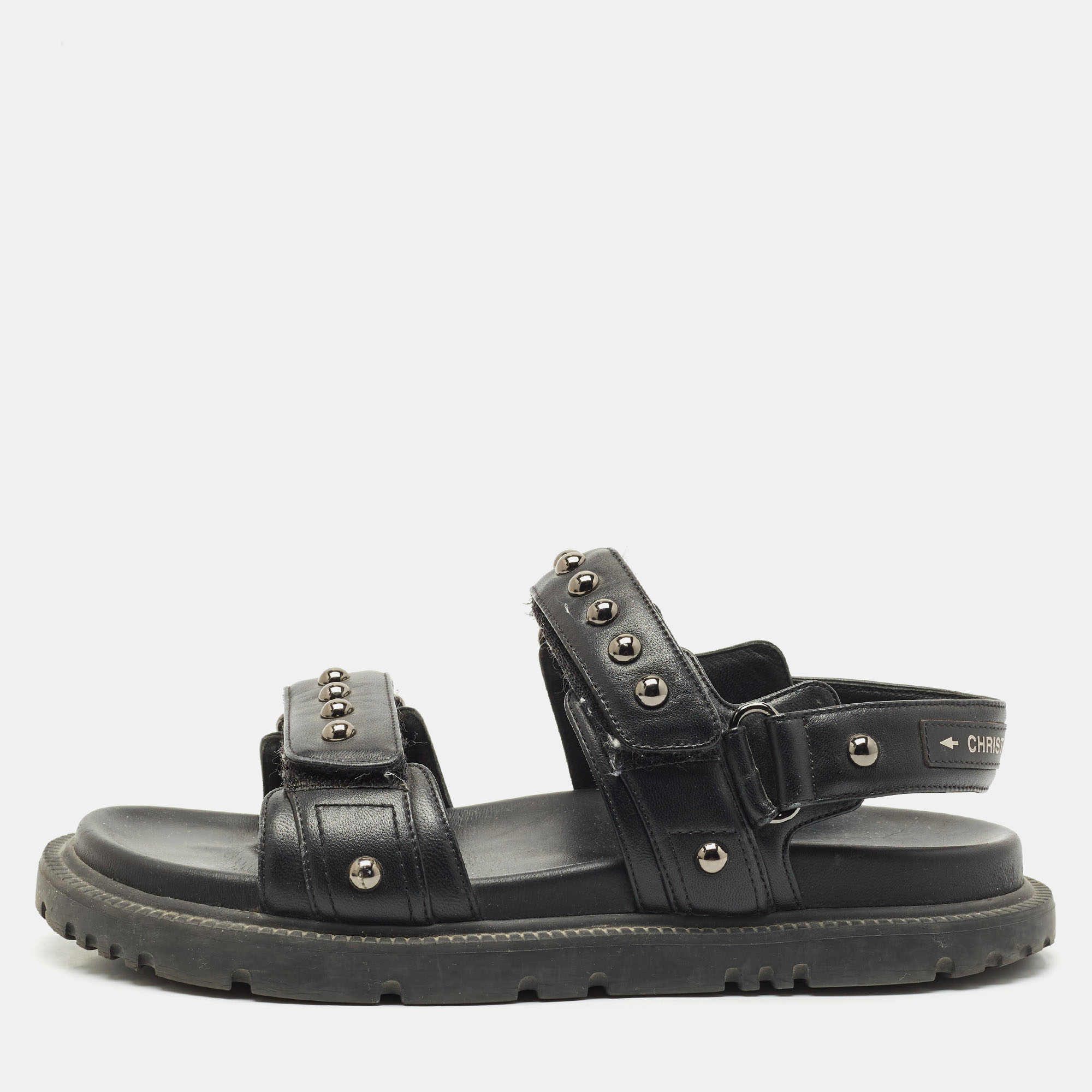 

Dior Black Leather DiorAct Slingback Sandals Size