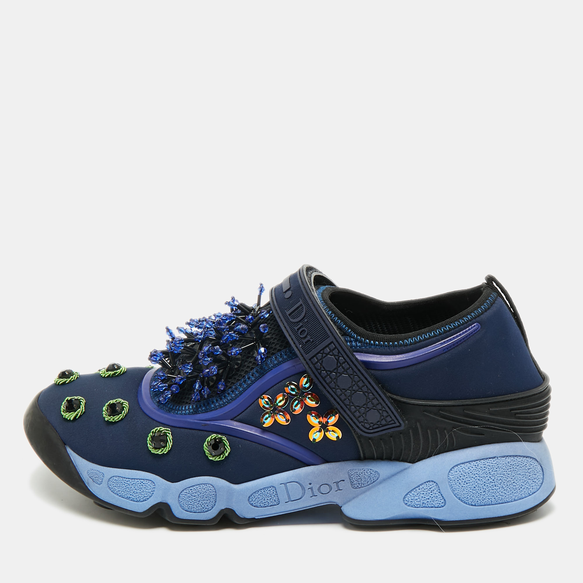 

Dior Blue Fabric Embellished Fusion Sneakers Size