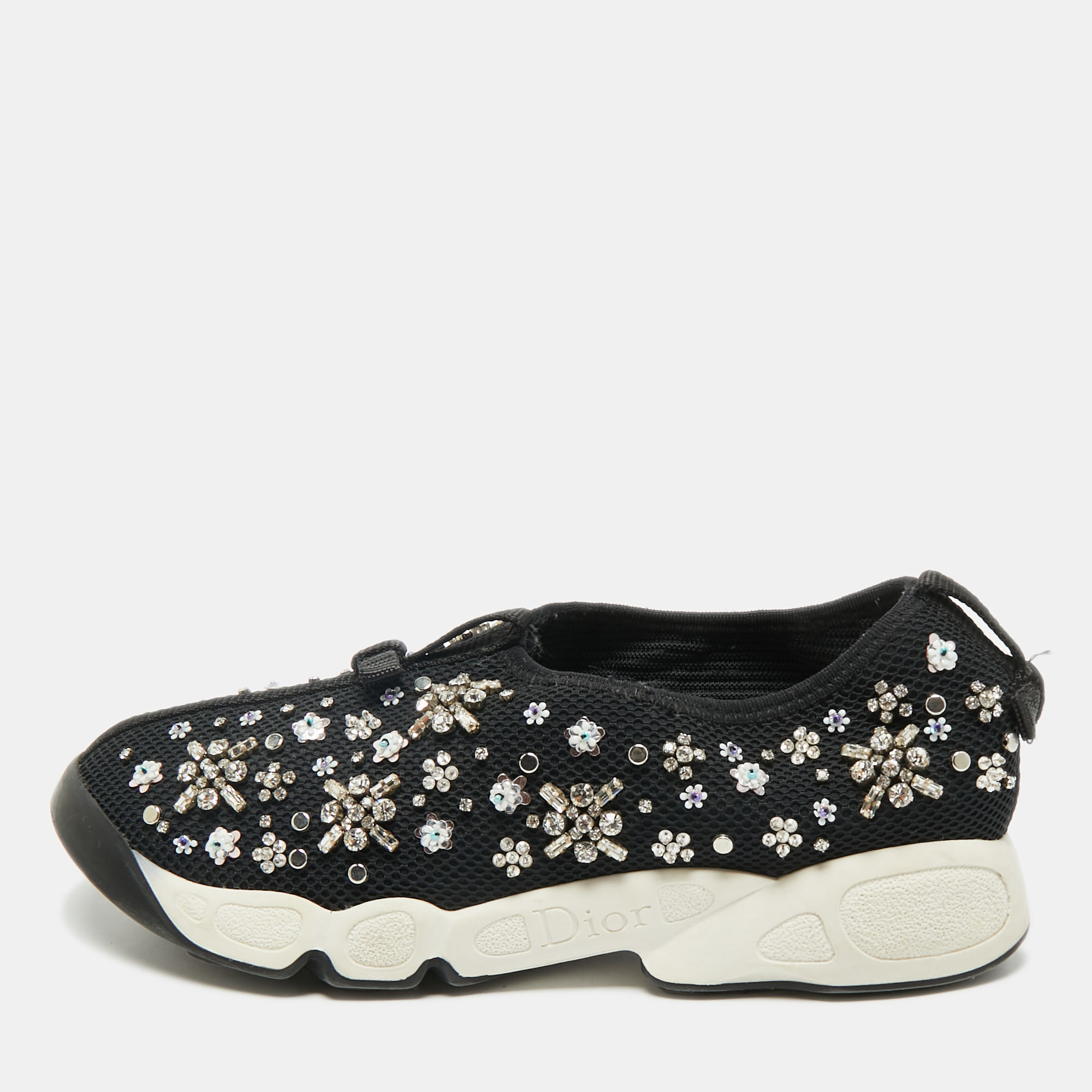 

Dior Black Mesh Crystal Embellished Fusion Sneakers Size