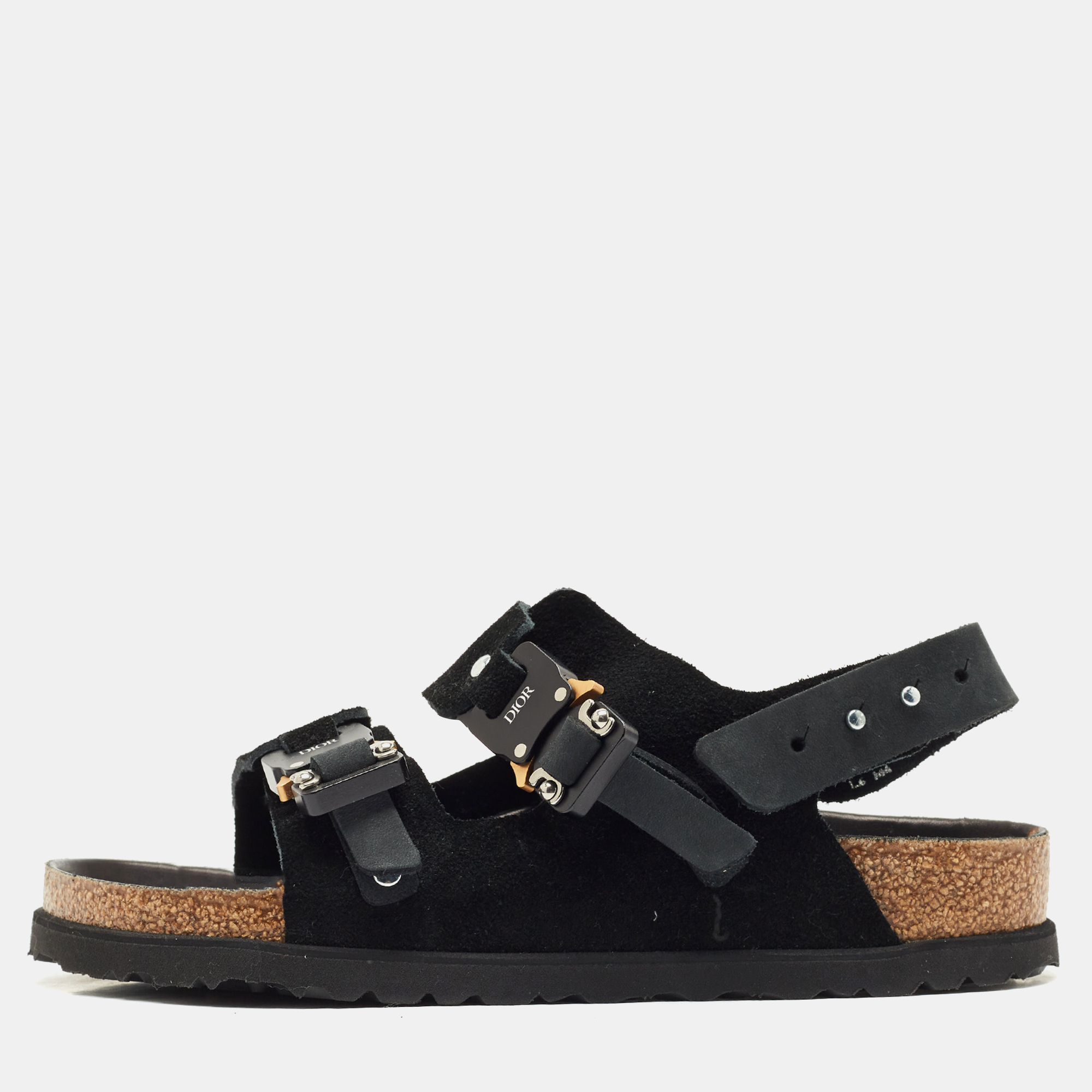 

Dior x Birkenstock Black Suede and Nubuck Leather Milano Sandals Size