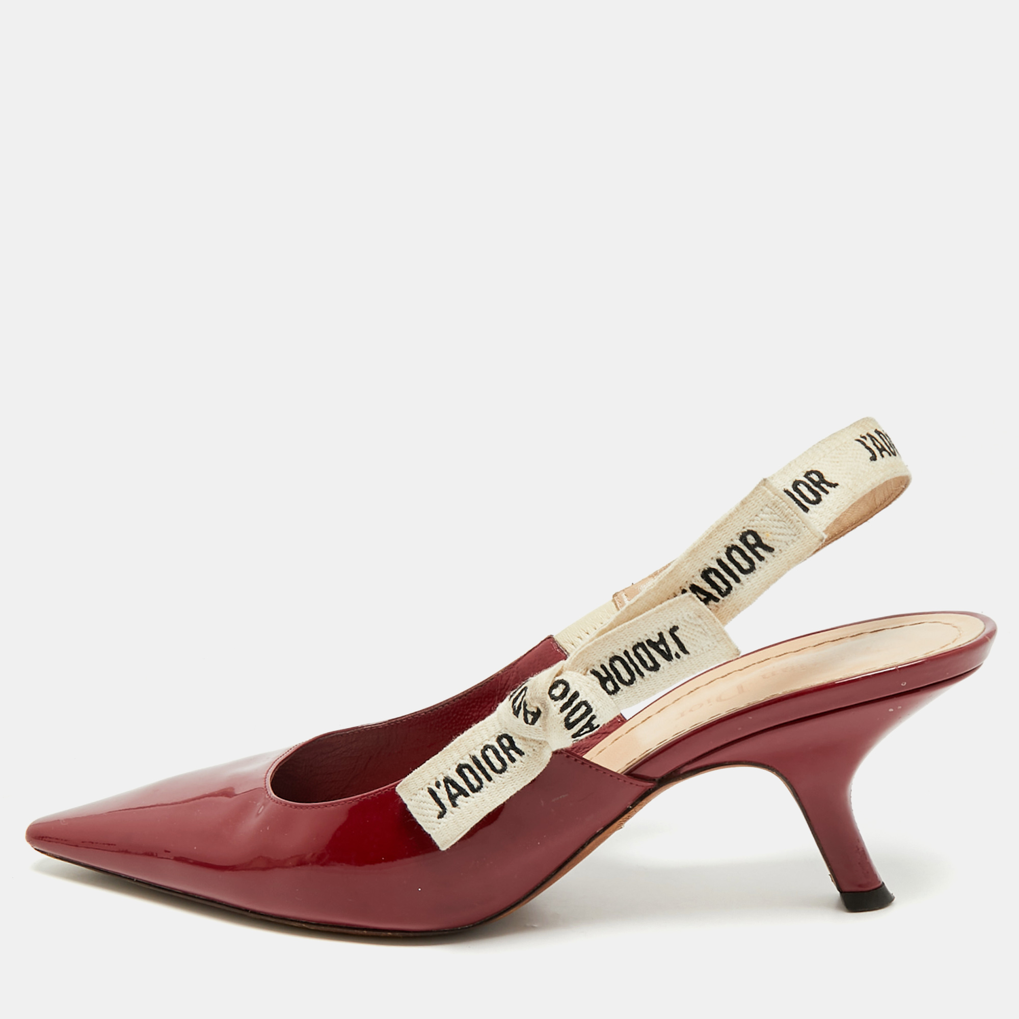 

Dior Red Patent Leather J'Adior Slingback Pumps Size