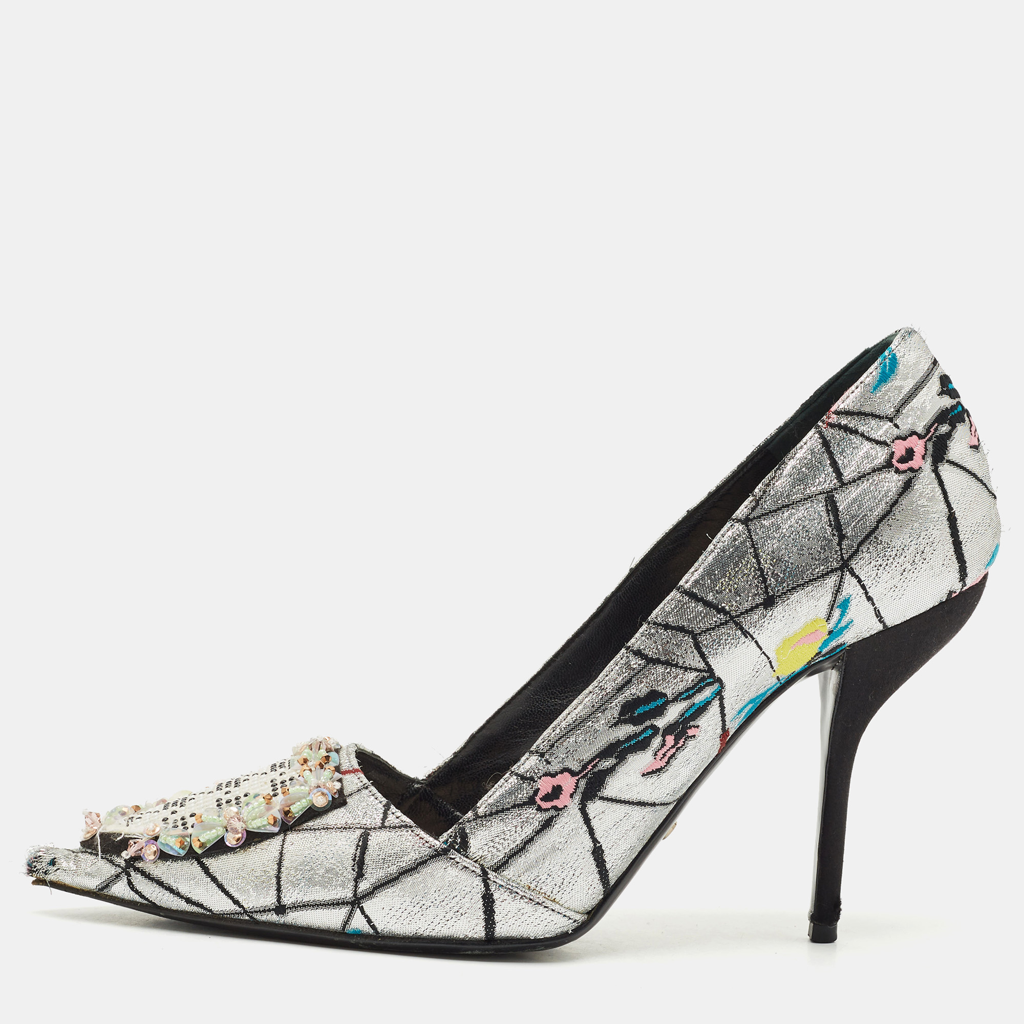 

Dior Multicolor Embroidered Fabric Embellished Pointed Toe Pumps Size
