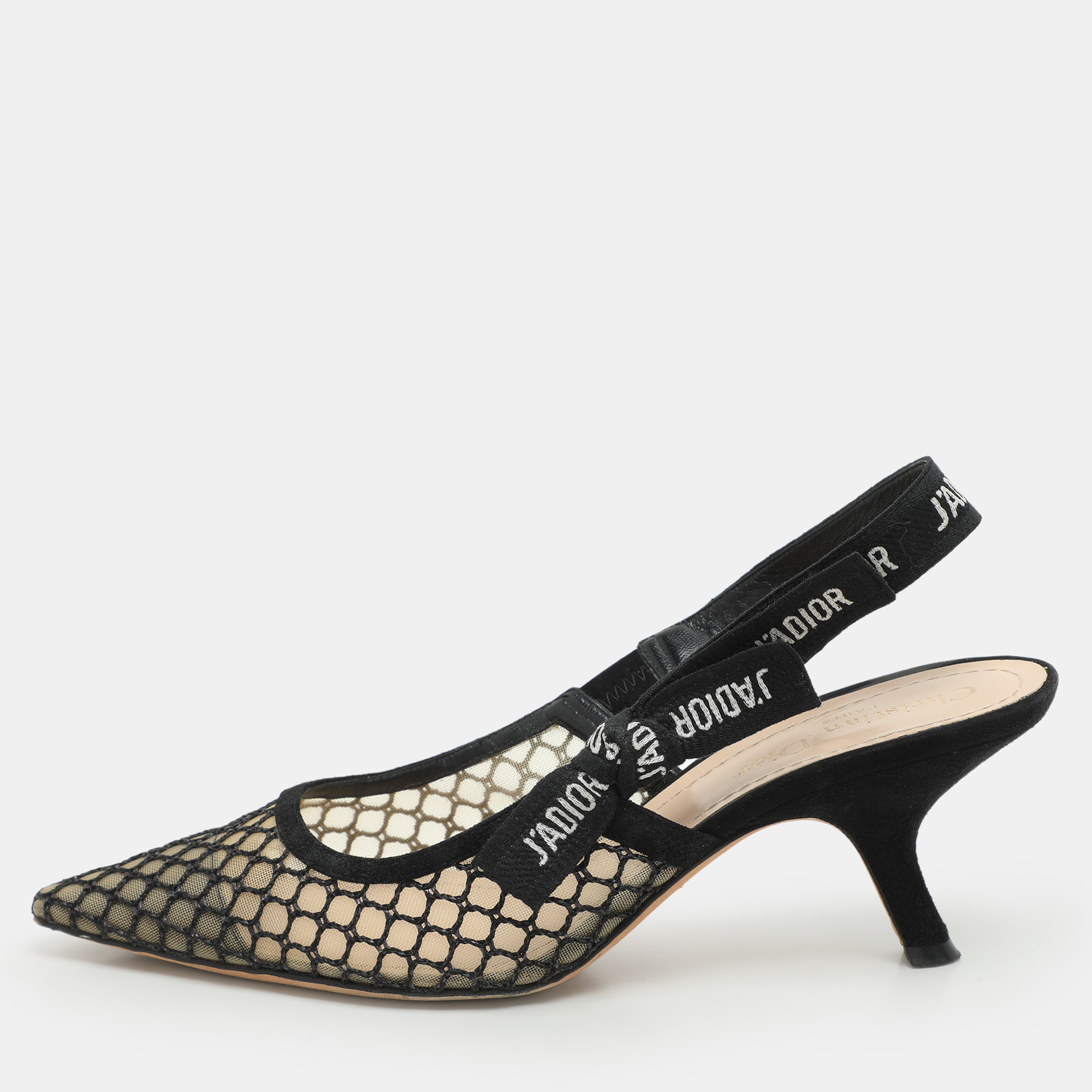 

Dior Black Mesh and Suede J'Adior Slingback Pumps Size