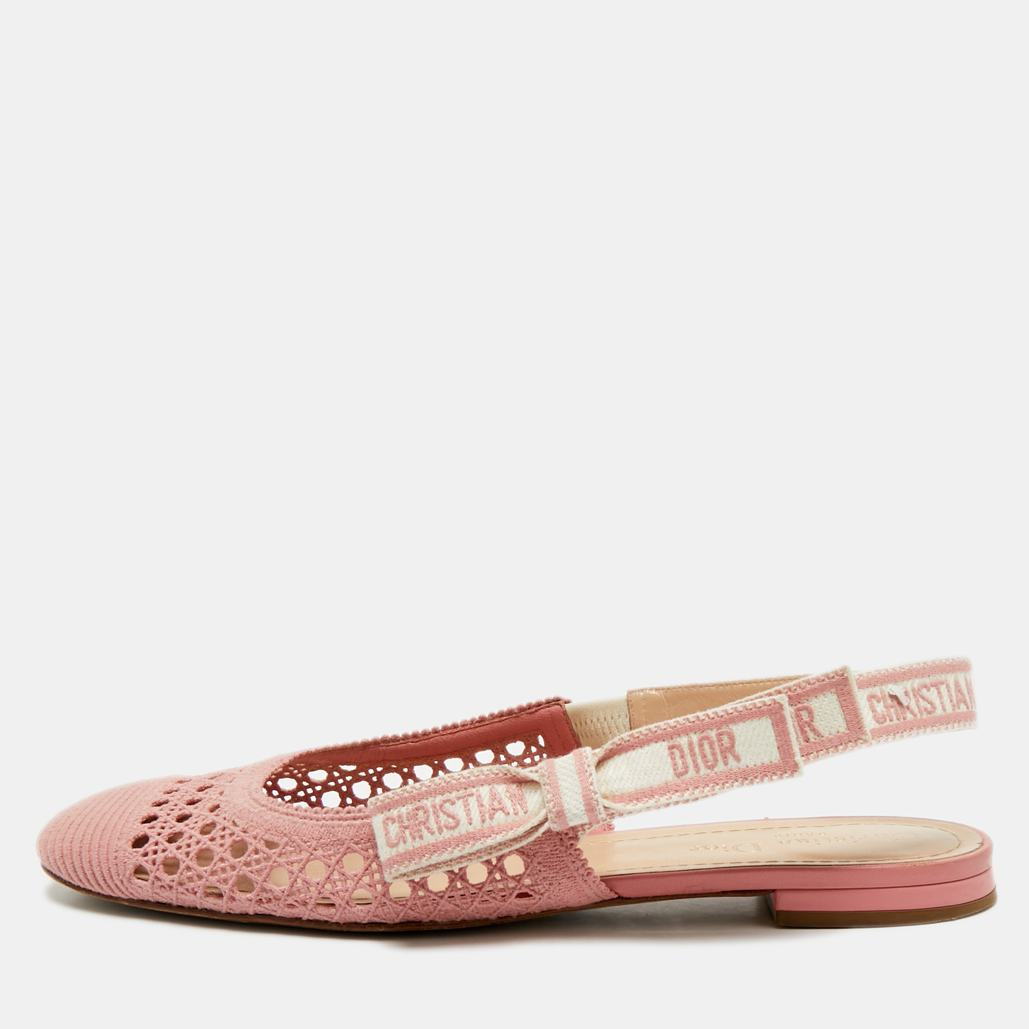 

Dior Pink Fabric Moi Slingback Flat Sandals Size