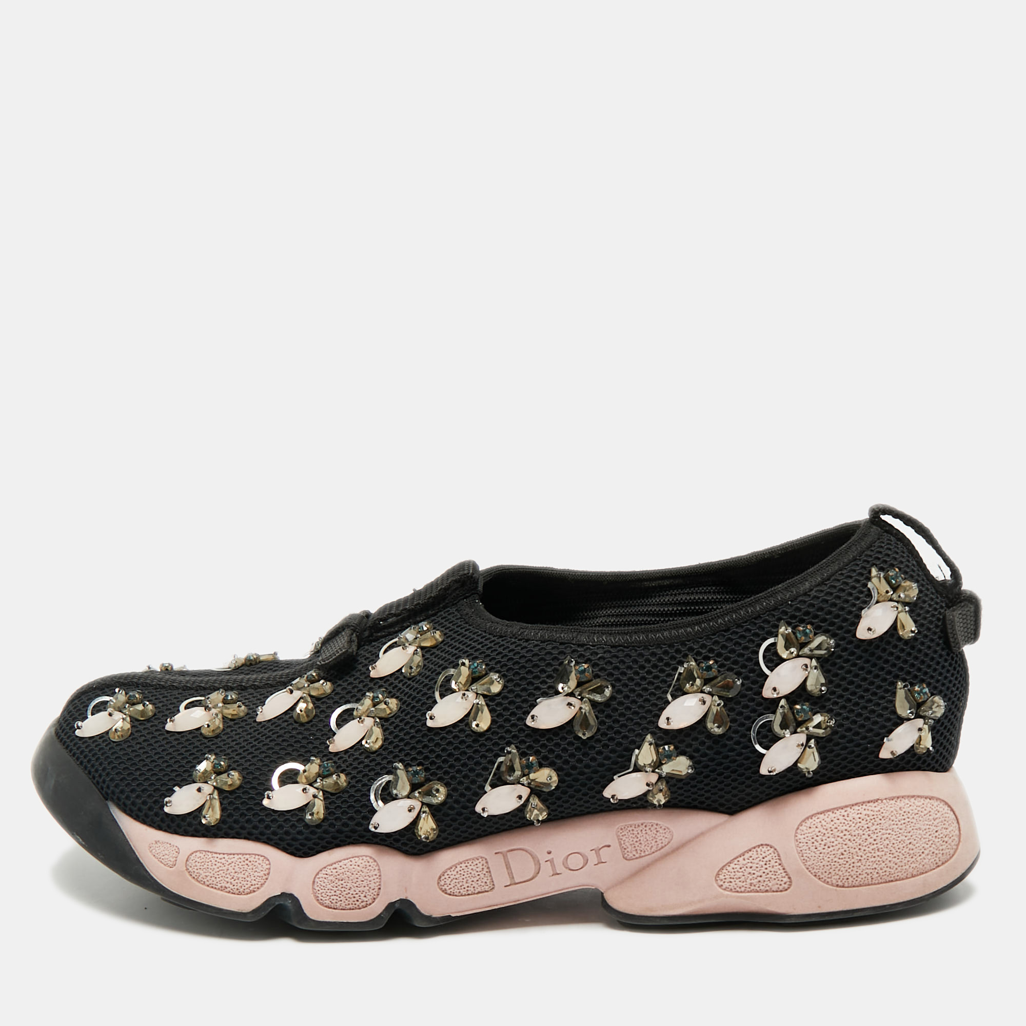 

Dior Black Mesh Crystal Embellished Fusion Slip On Sneakers Size