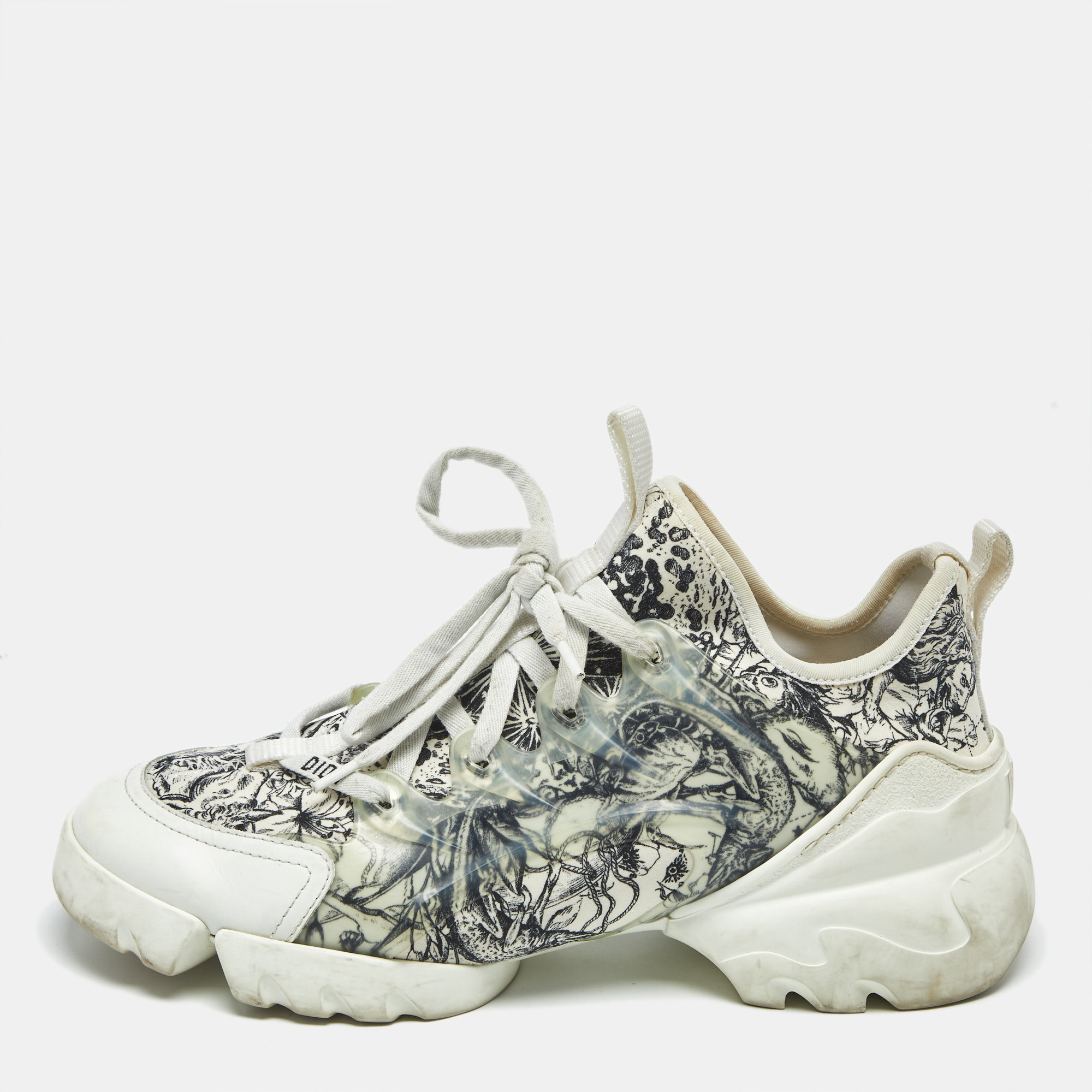 

Dior White/Black Printed Neoprene D-Connect Sneakers Size