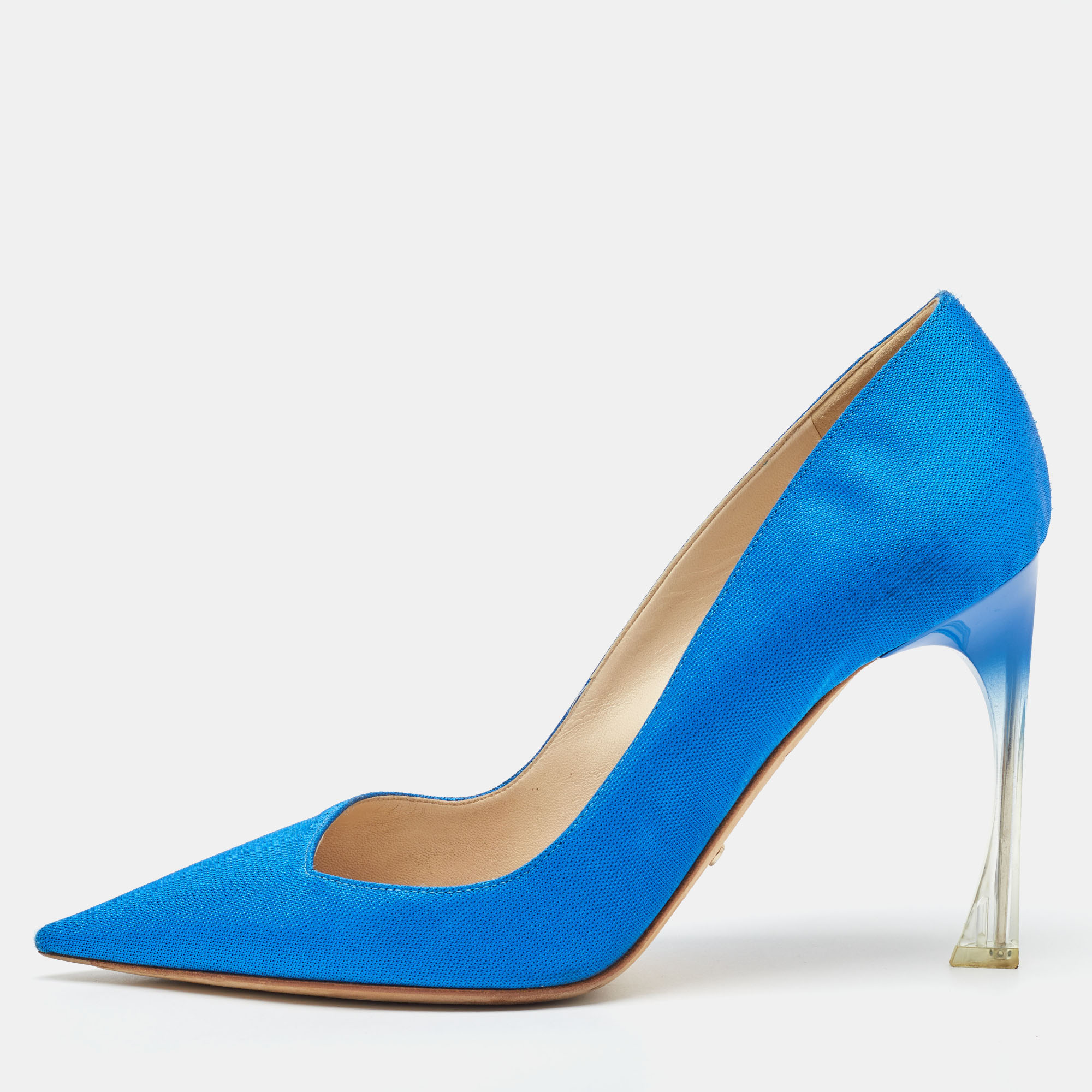 

Dior Blue Fabric Songe Perspex Heel Pointed Toe Pumps Size