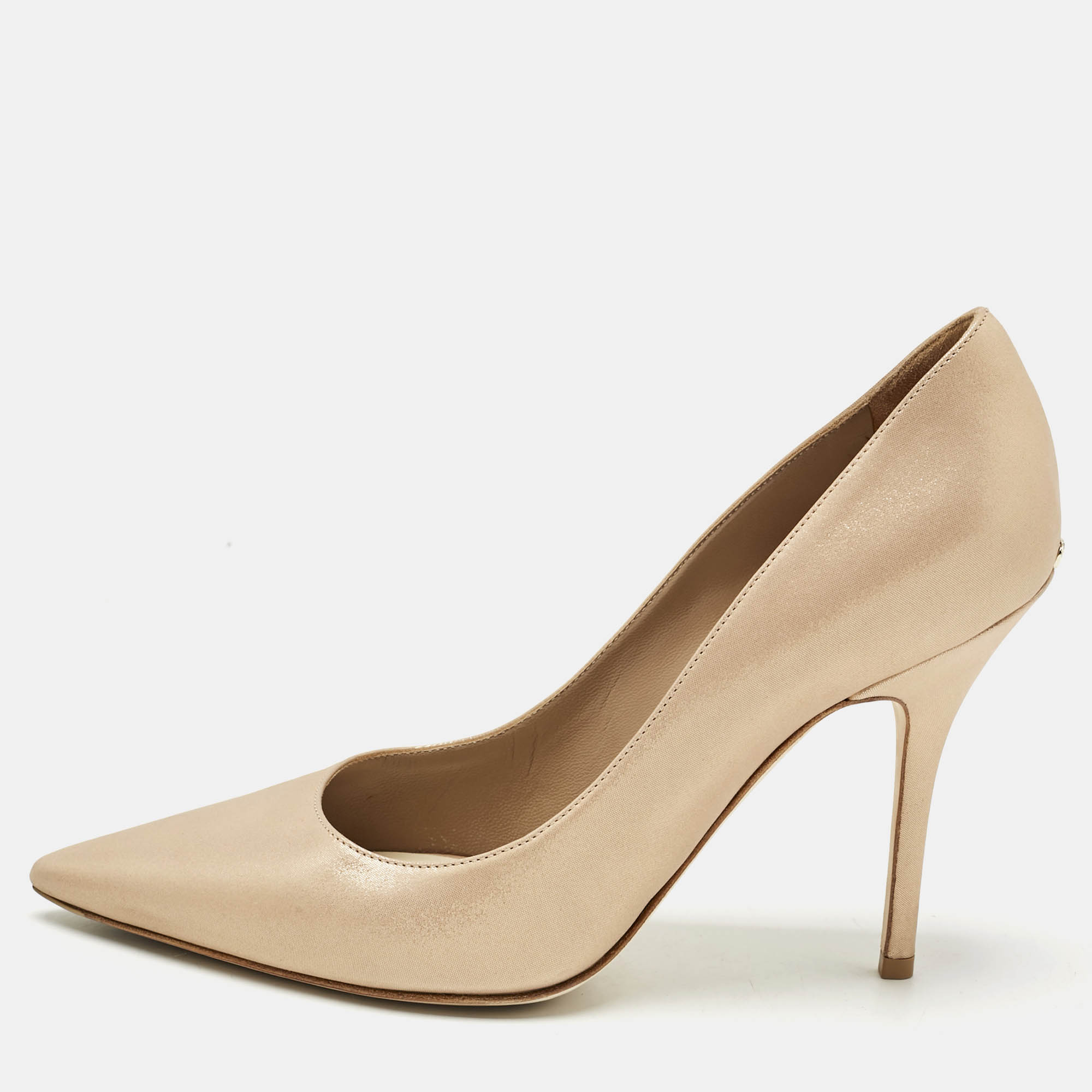 Pre-owned Dior Beige Nubuck Cherie Pointed Toe Pumps Size 38.5 In Sand
