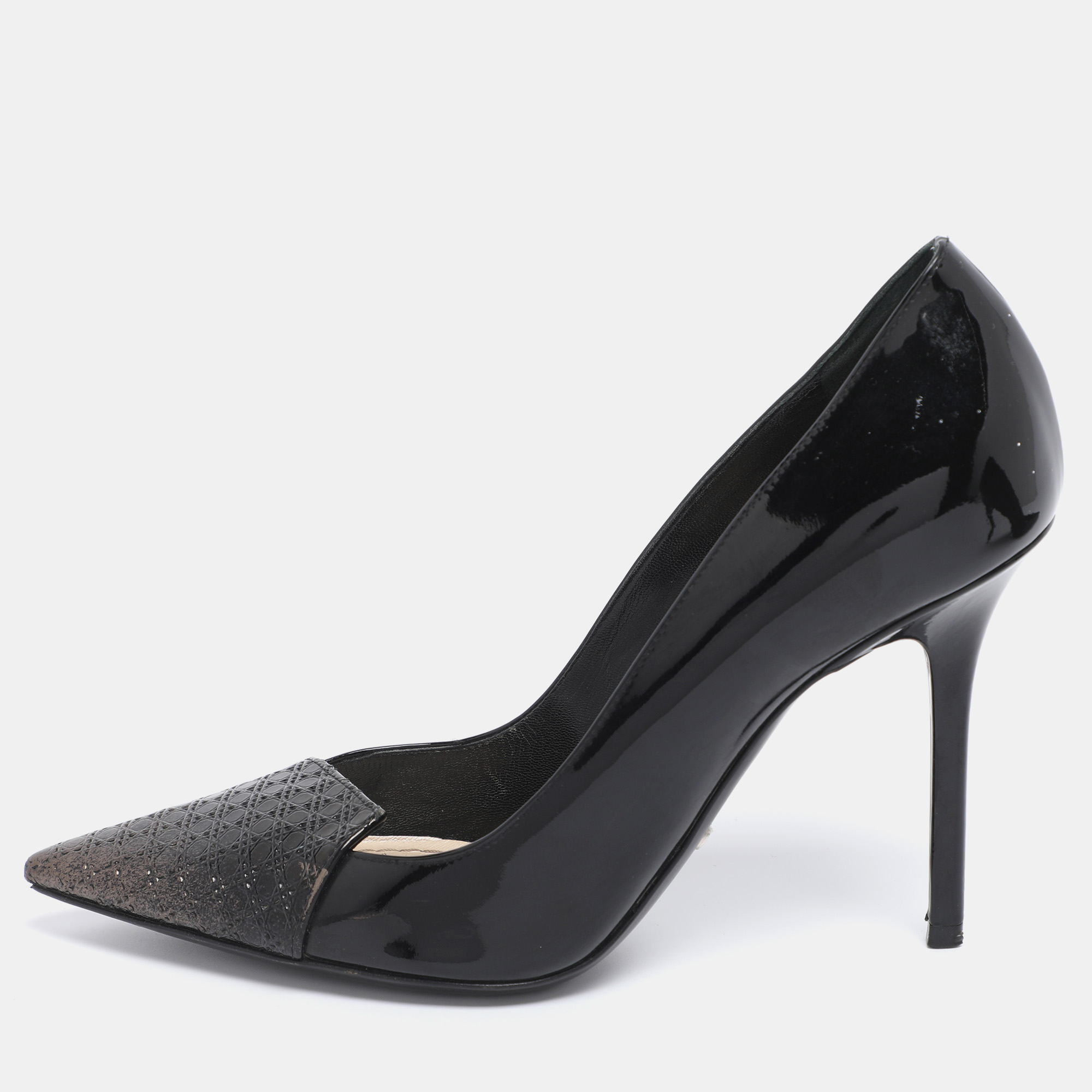 

Dior Black Patent Leather Cannage Cap Pointed Toe Pumps Size