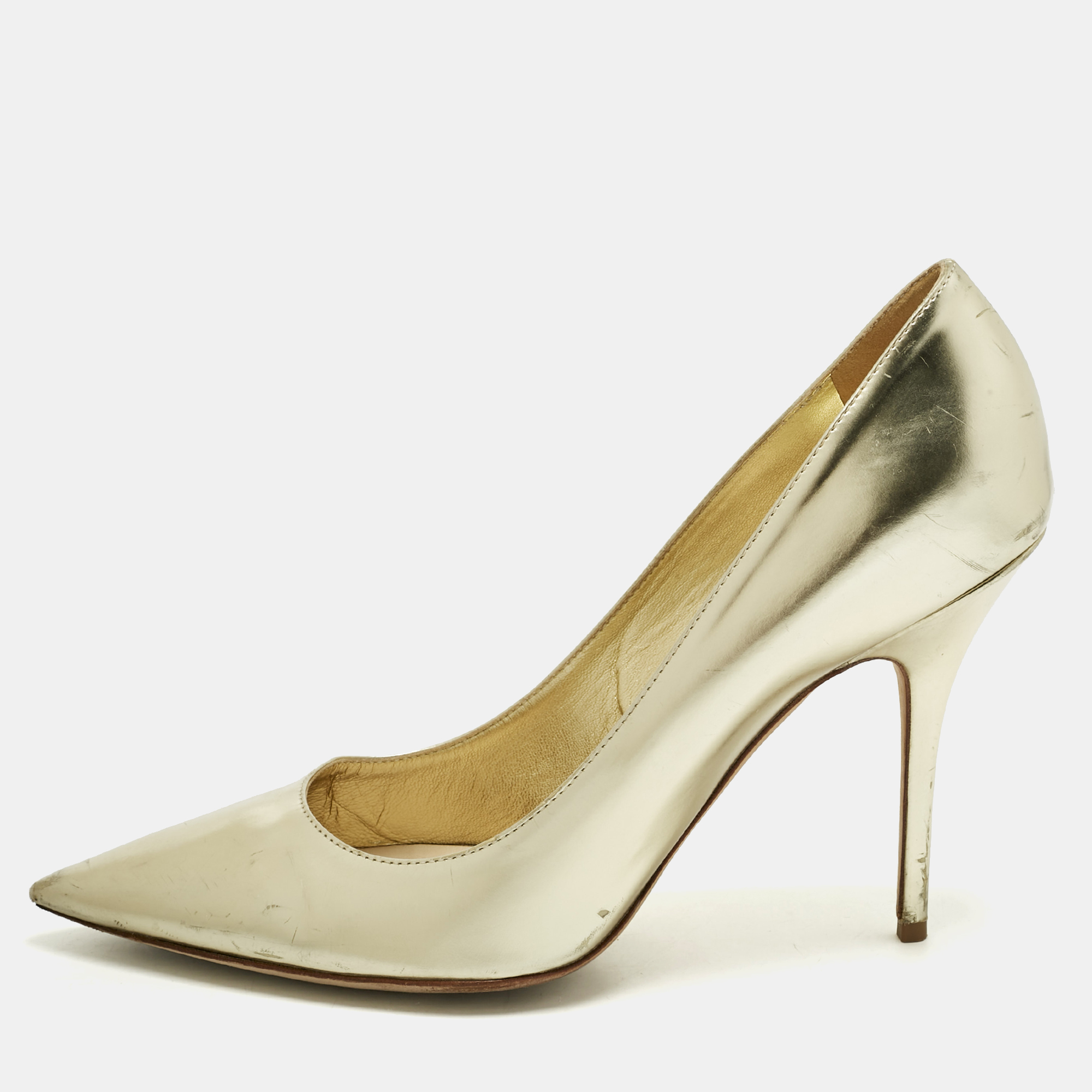 

Dior Gold Patent Leather Cherie Pointed Toe Pumps Size
