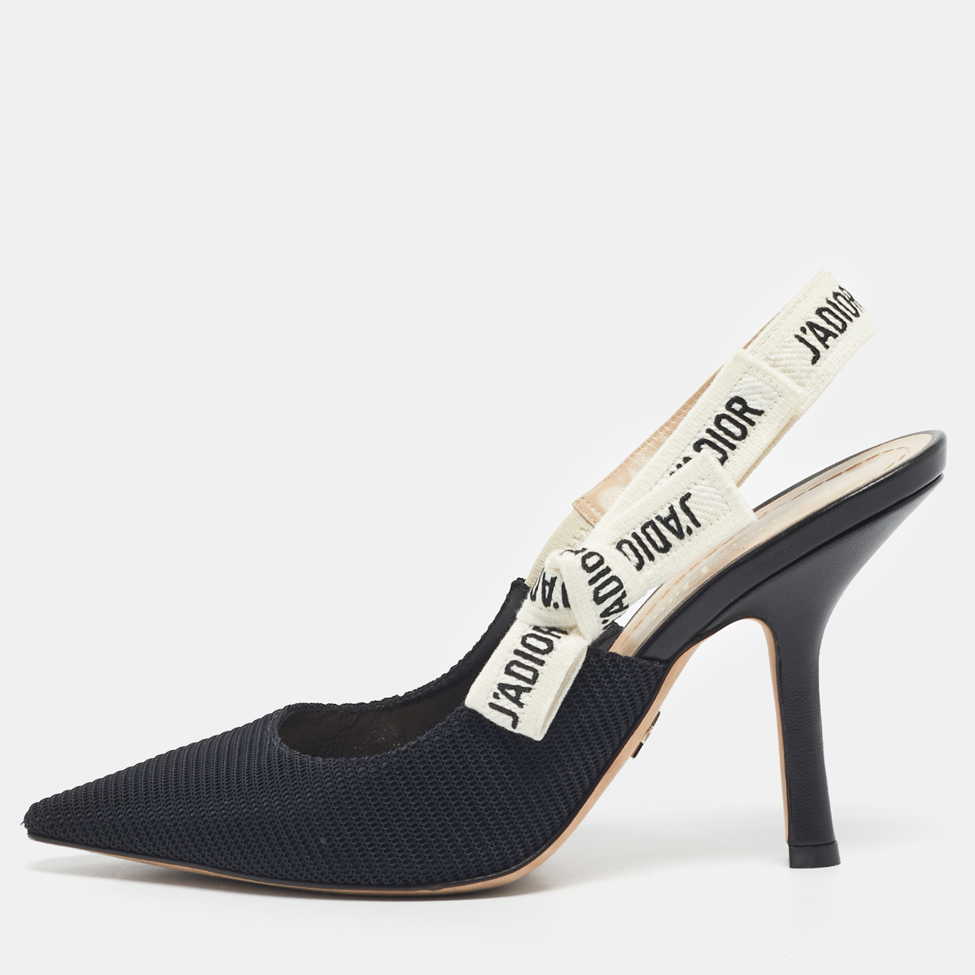 

Dior Black Technical Fabric J'Adior Pointed Toe Slingback Pumps Size