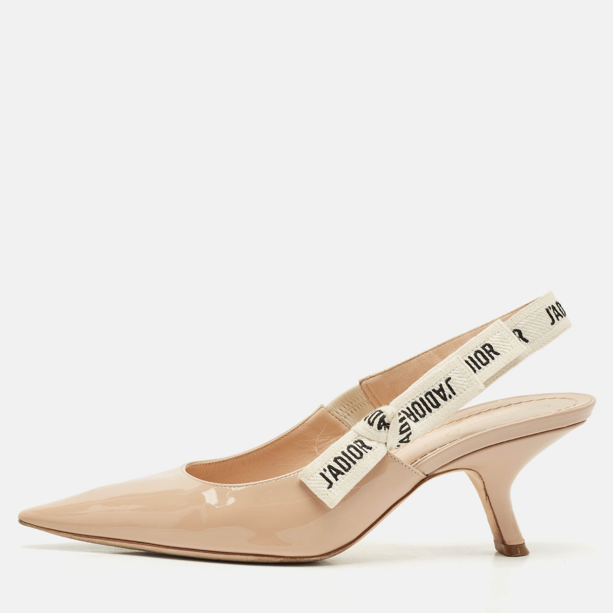 

Dior Beige Patent Leather J'Adior Slingback Pumps Size
