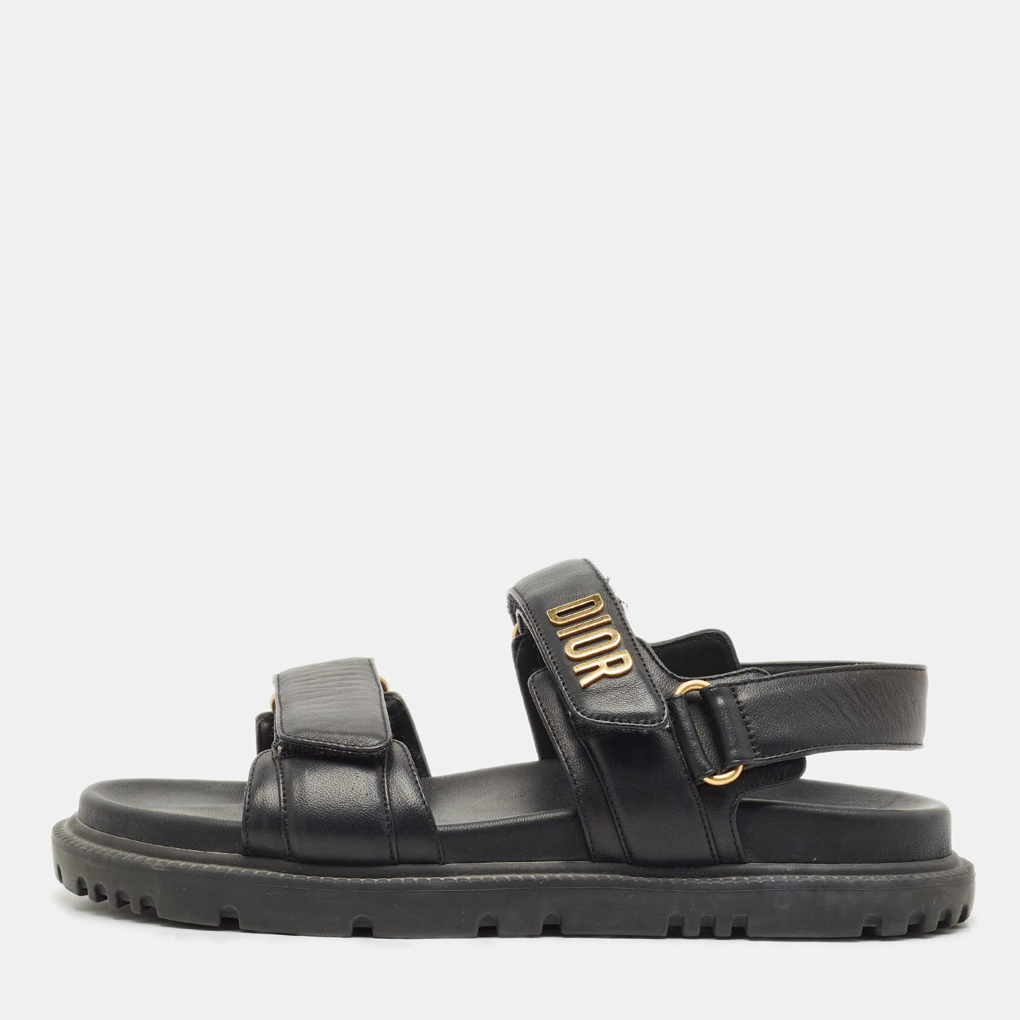 

Dior Black Leather DiorAct Slingback Sandals Size