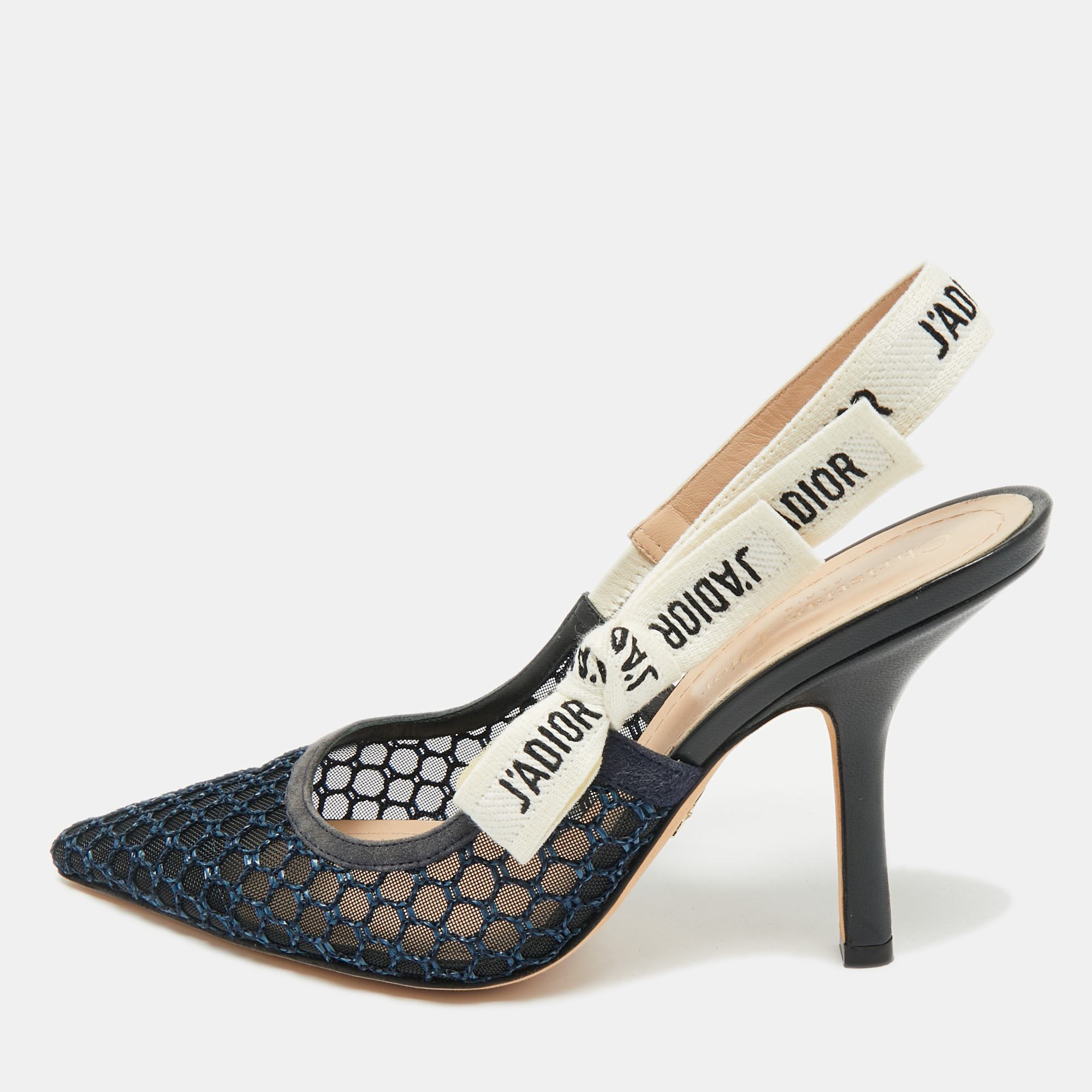 

Dior Navy Blue/Grey Lace and Mesh J'Adior Pumps Size