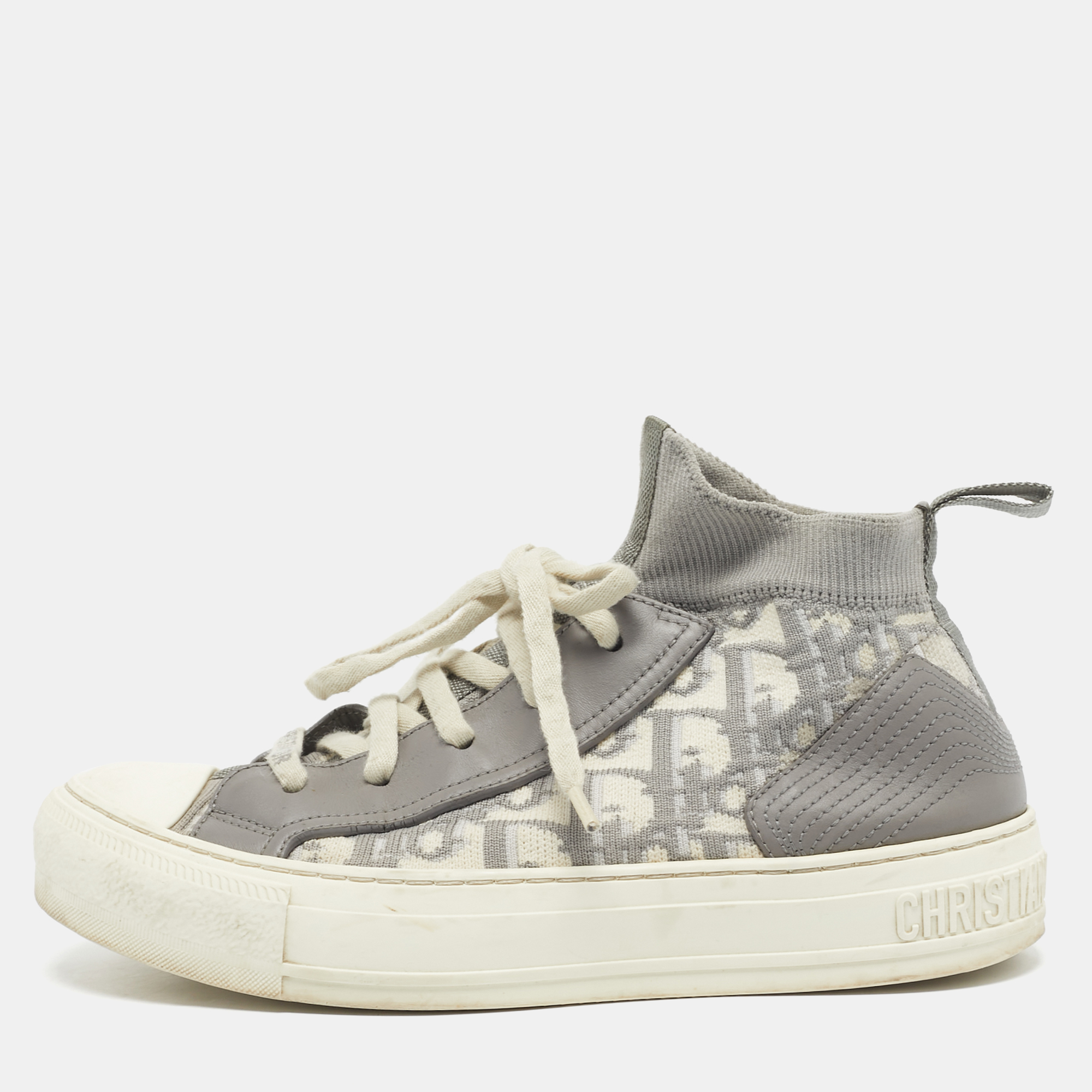 Pre-owned Dior High-top Sneakers Size 36 In Gray