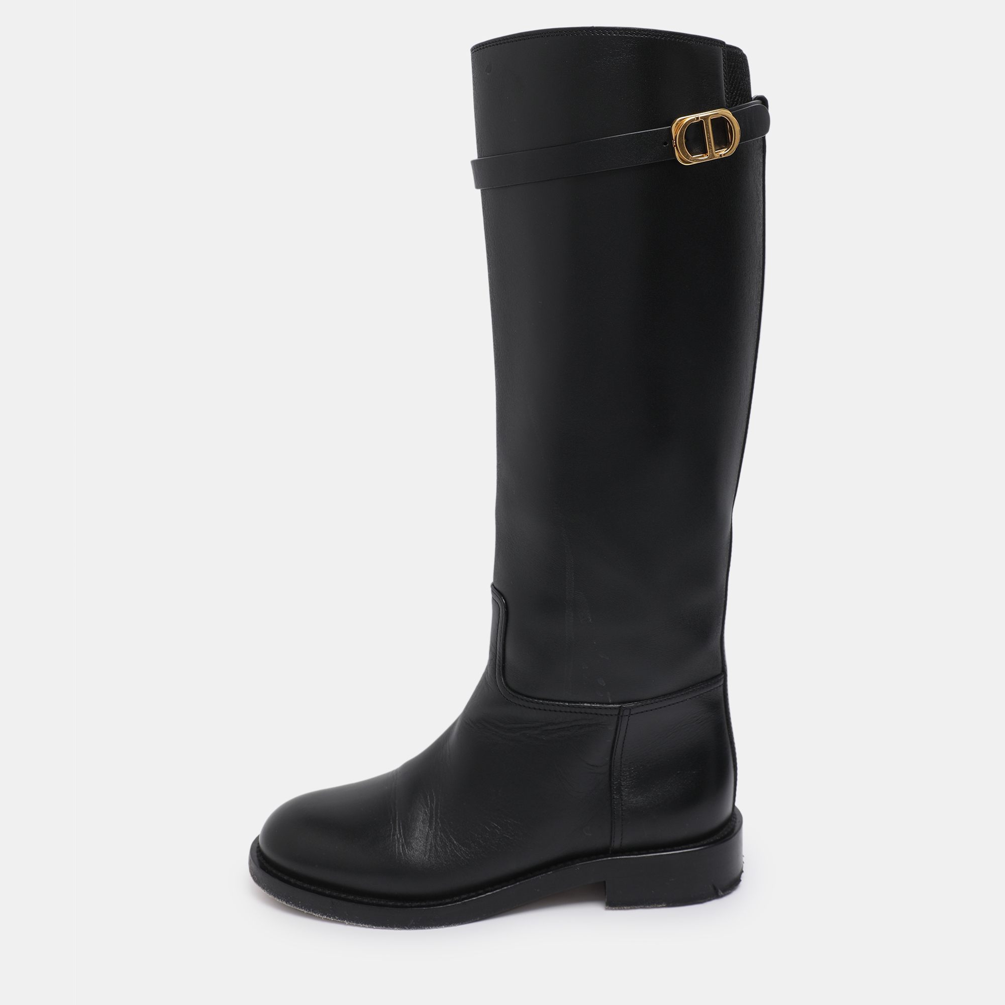 

Dior Black Leather 30 Montaigne Knee Length Boots Size 36