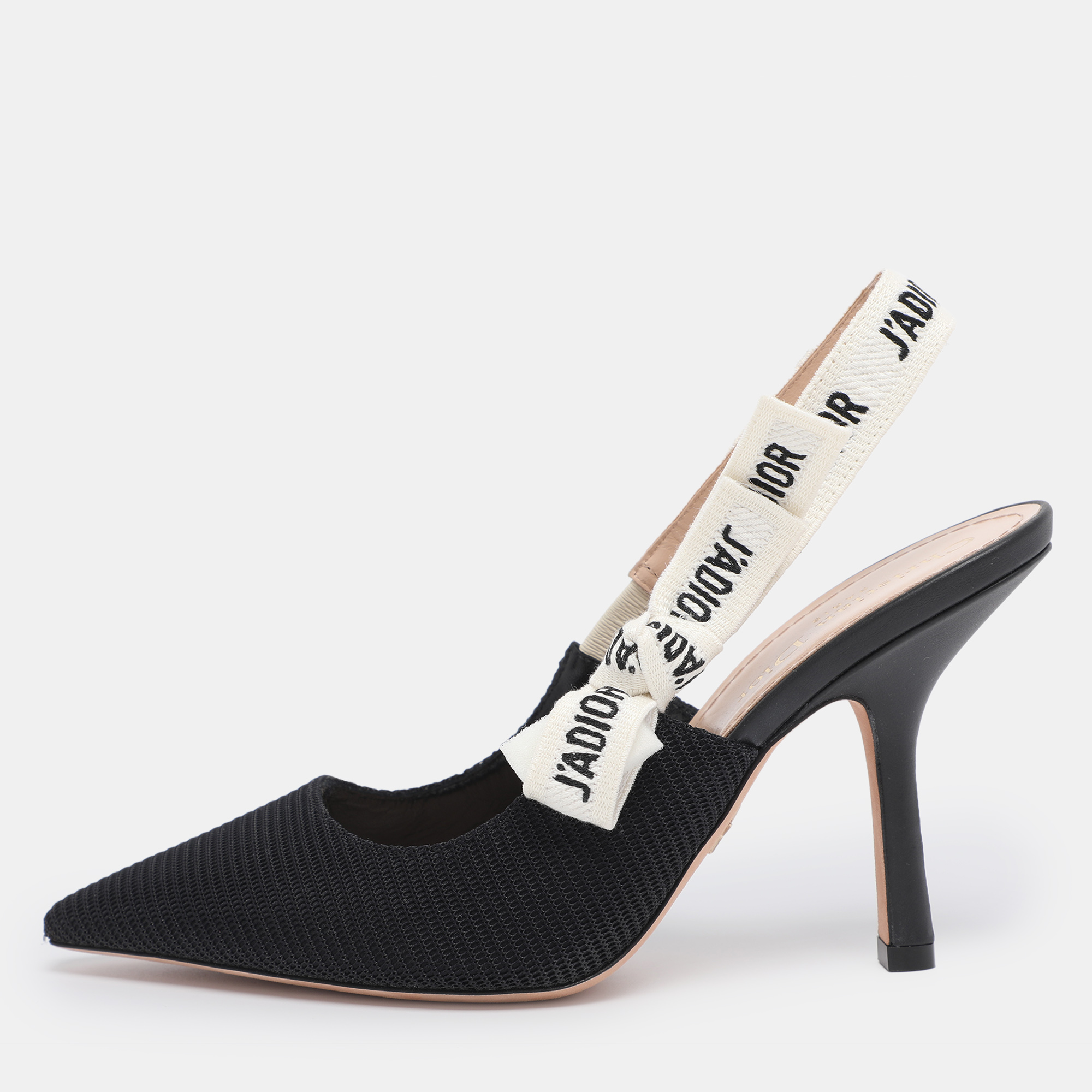 

Dior Black Technical Fabric J'adior Slingback Pumps Size