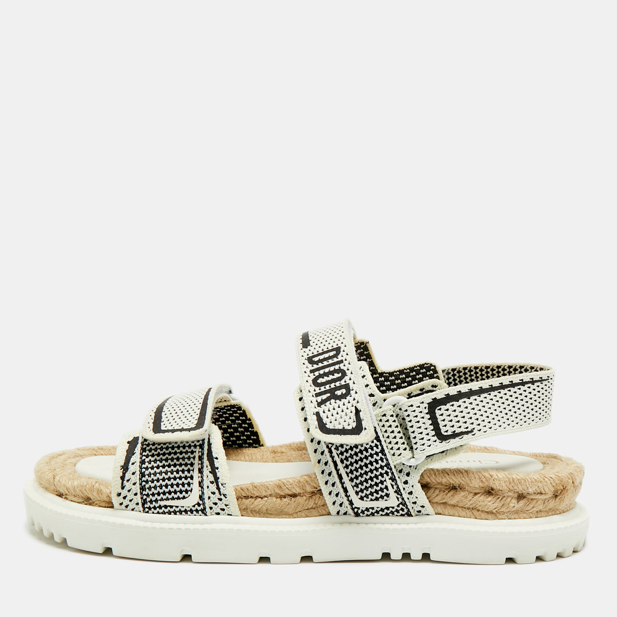 

Dior Cream/Black Canvas DiorAct Sandals Size
