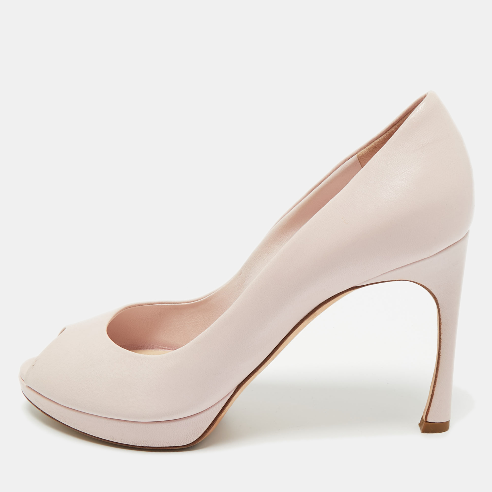Pre-owned Dior Ella Peep Toe Platform Pumps Size 39 In Pink
