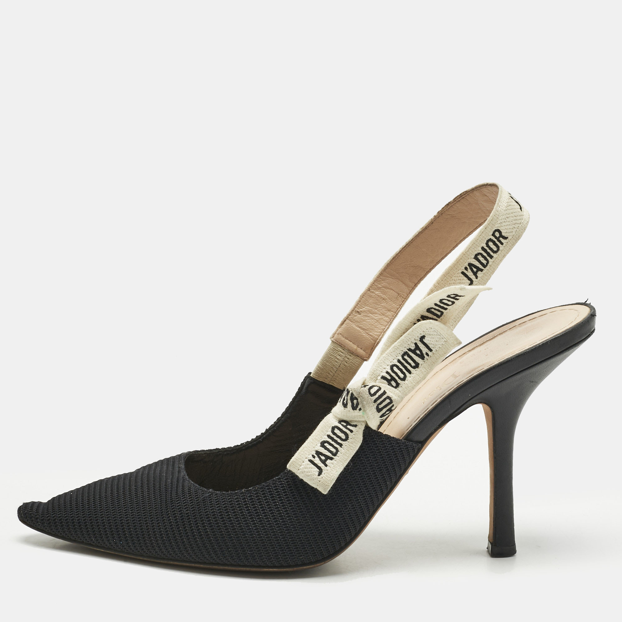 

Dior Black Technical Fabric J'adior Slingback Pumps Size