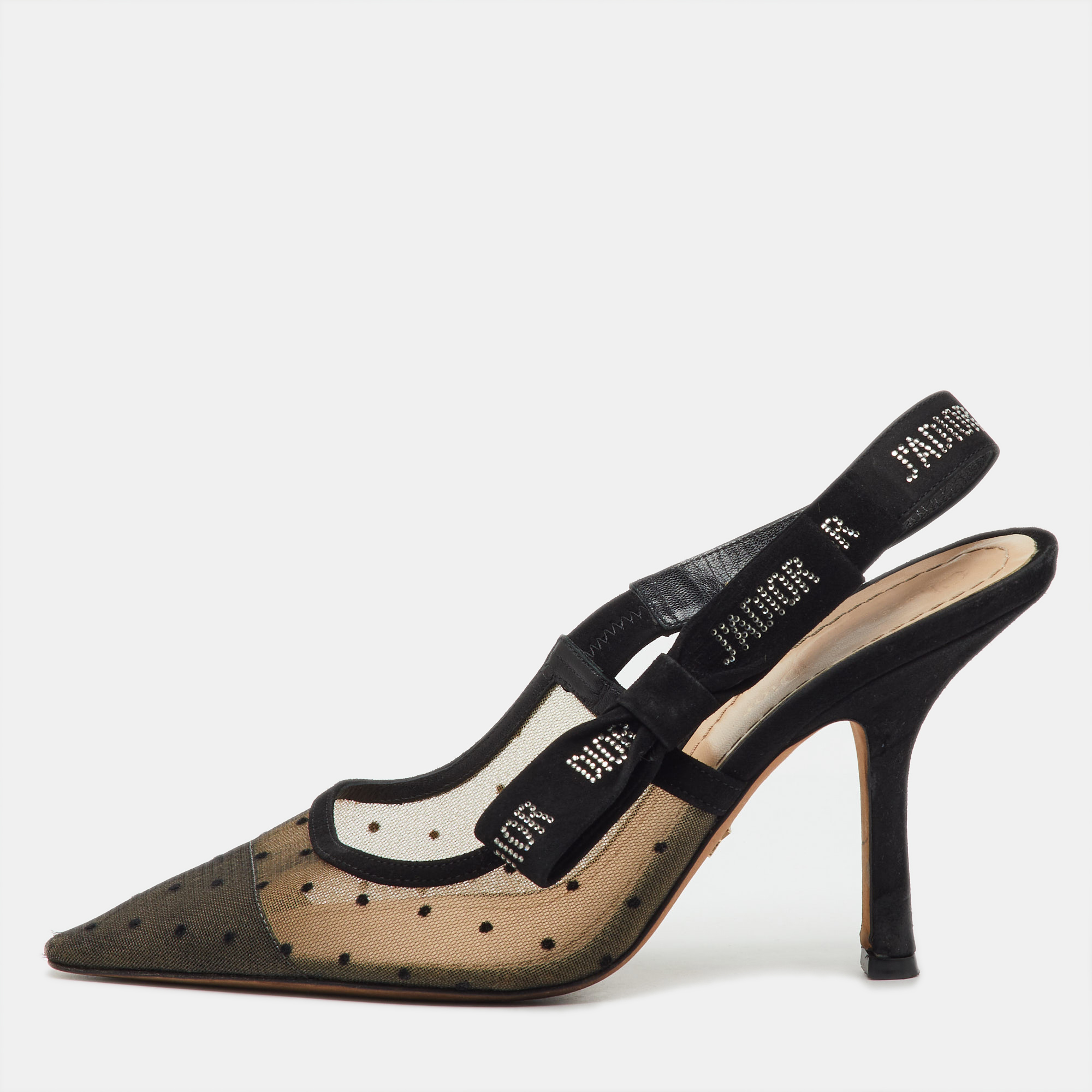 

Dior Black Mesh and Suede J'Adior Slingback Pumps Size
