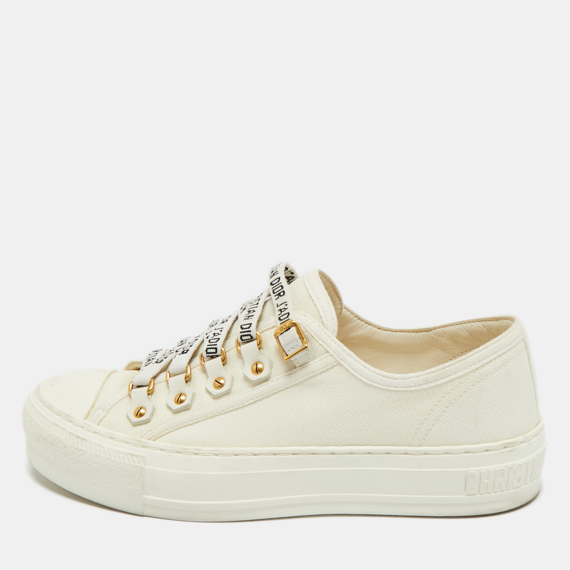 

Dior White Canvas Walk'n'Dior Low Top Sneakers Size
