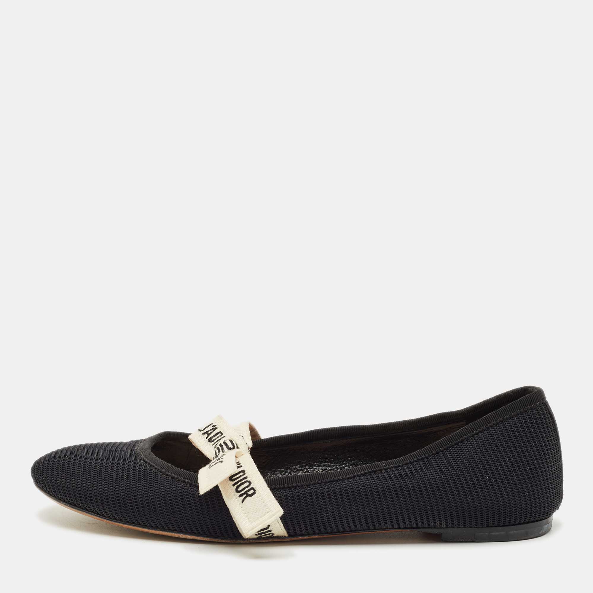 Dior Black Canvas Miss jadior Ballet Flats Size 38.5