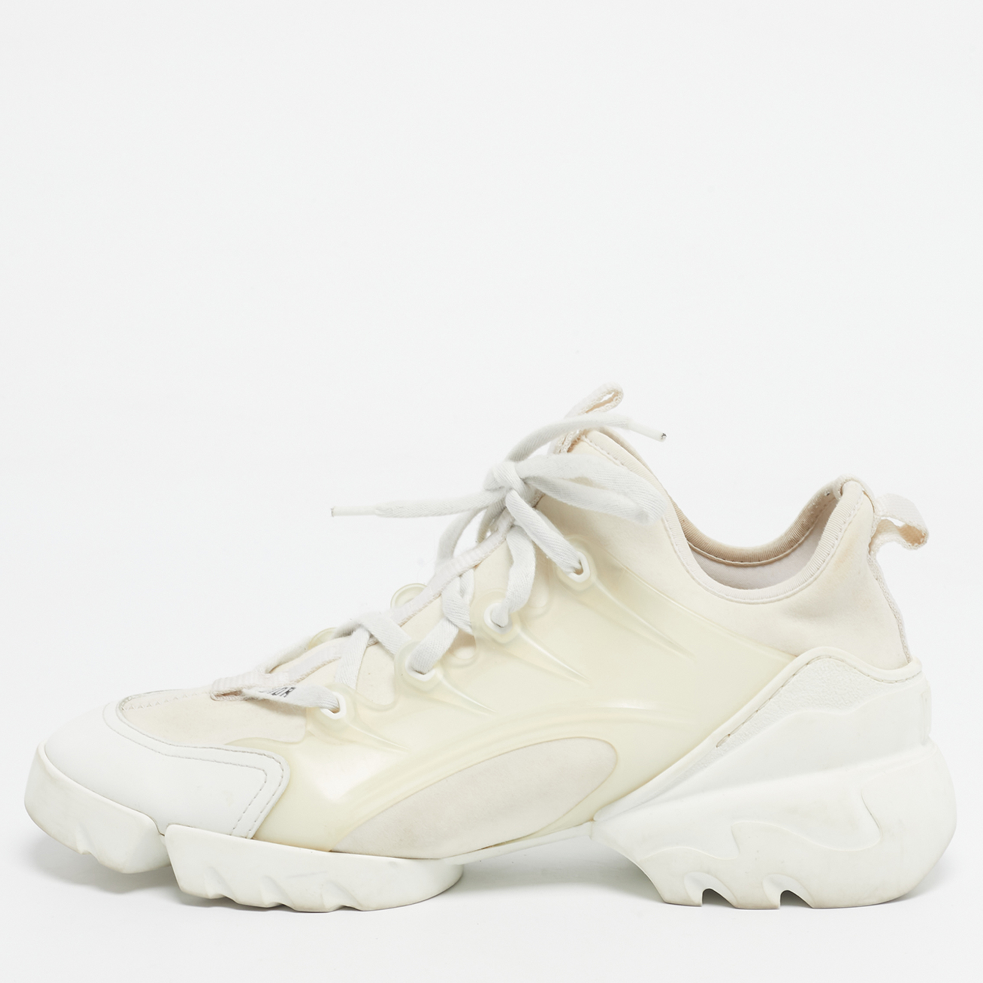 Dior Cream/White PVC D-Connect Low Top Sneakers Size 39
