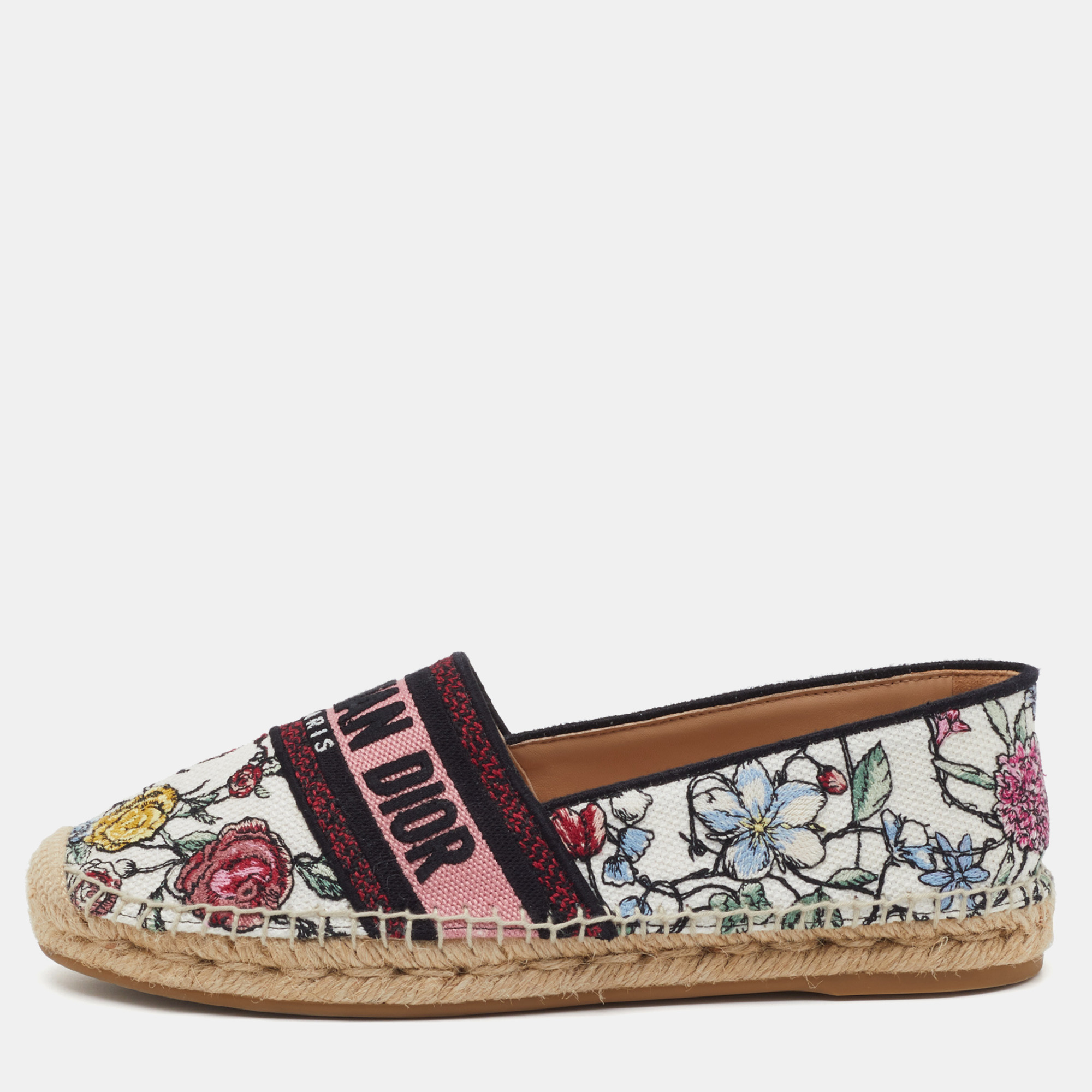 

Dior Multicolor Floral Print Canvas Jardin d'Hiver Granville Espadrille Flats Size