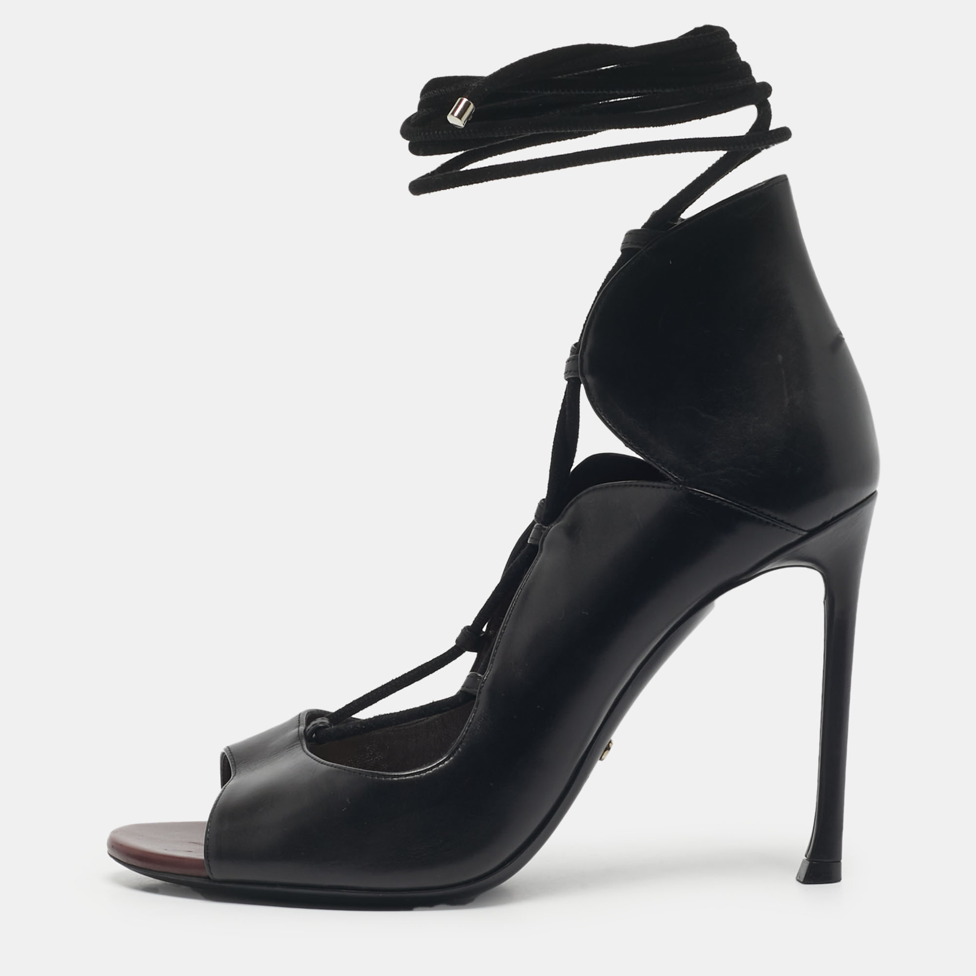 

Dior Black Leather Petale Open Toe Pumps Size