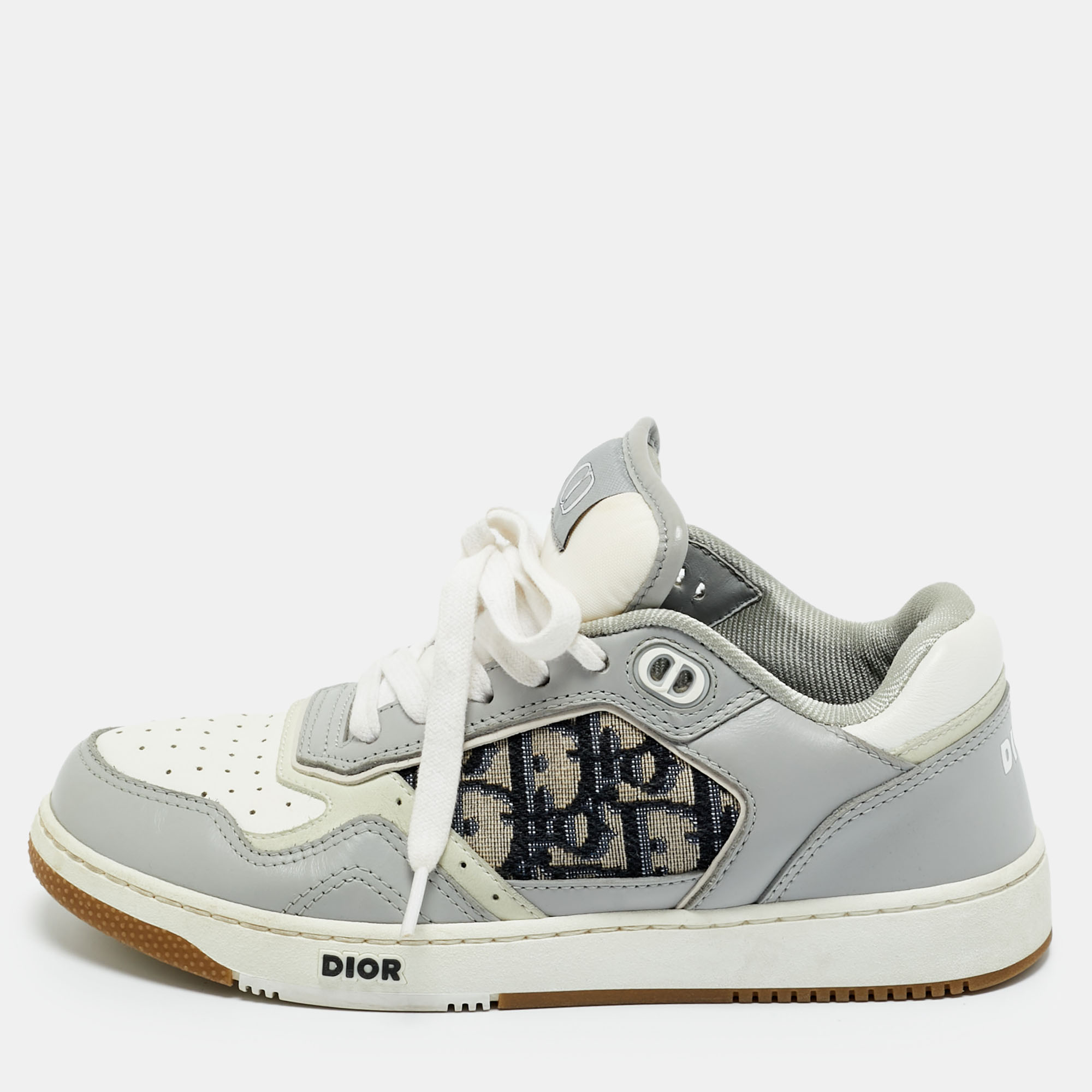 

Dior Grey/White Leather And Jacquard B27 Sneakers Size