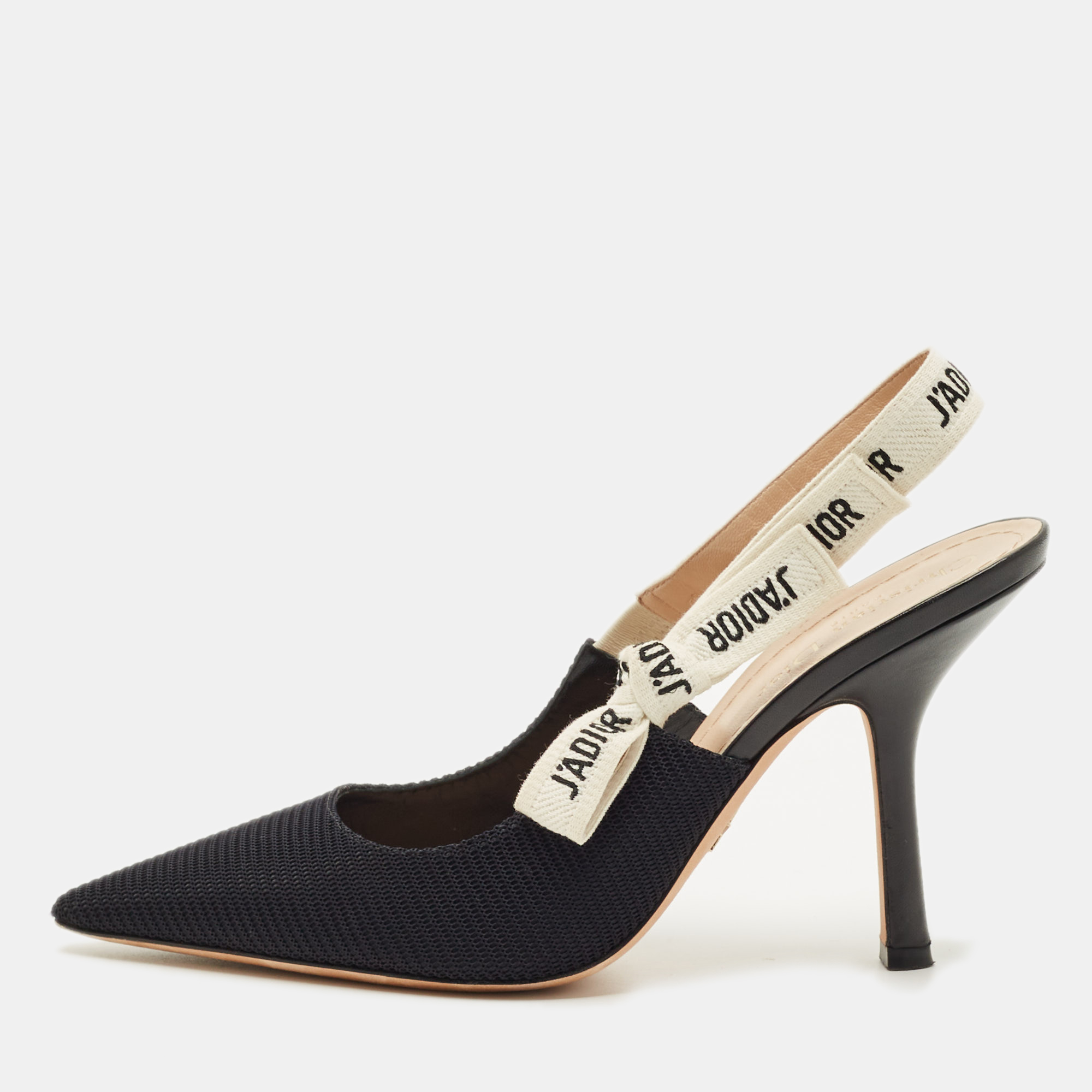 

Dior Black Technical Fabric J'adior Slingback Pumps Size