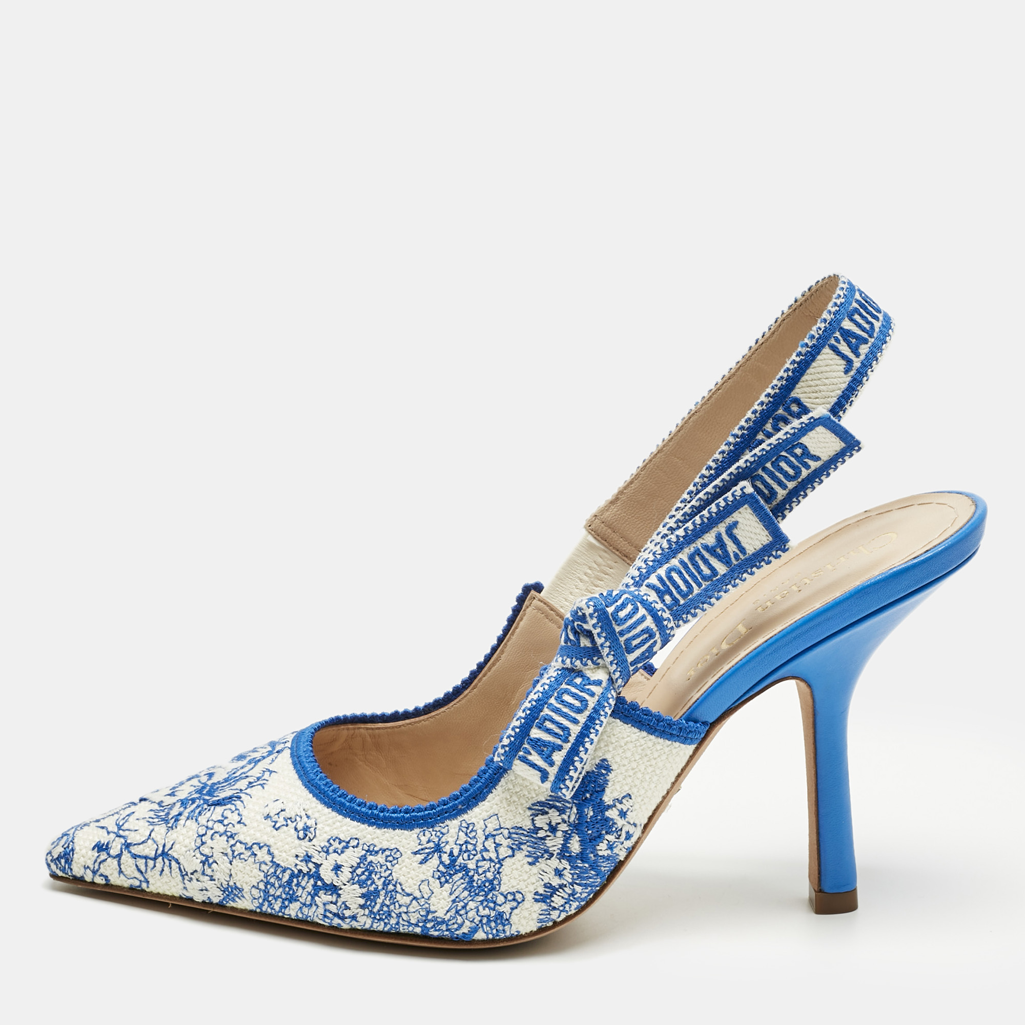 

Dior Blue/White Technical Fabric J'adior Slingback Pumps Size