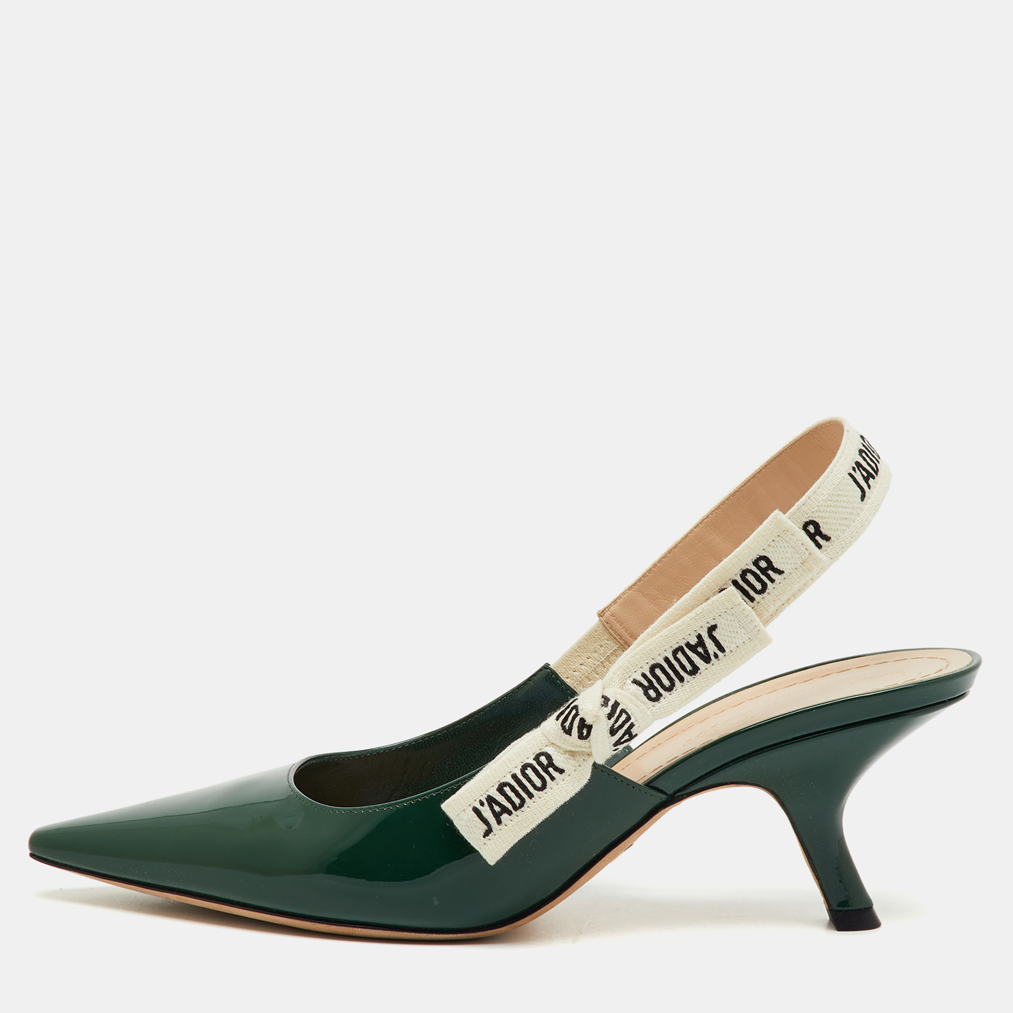 

Dior Green Patent Leather J'Adior Slingback Pumps Size