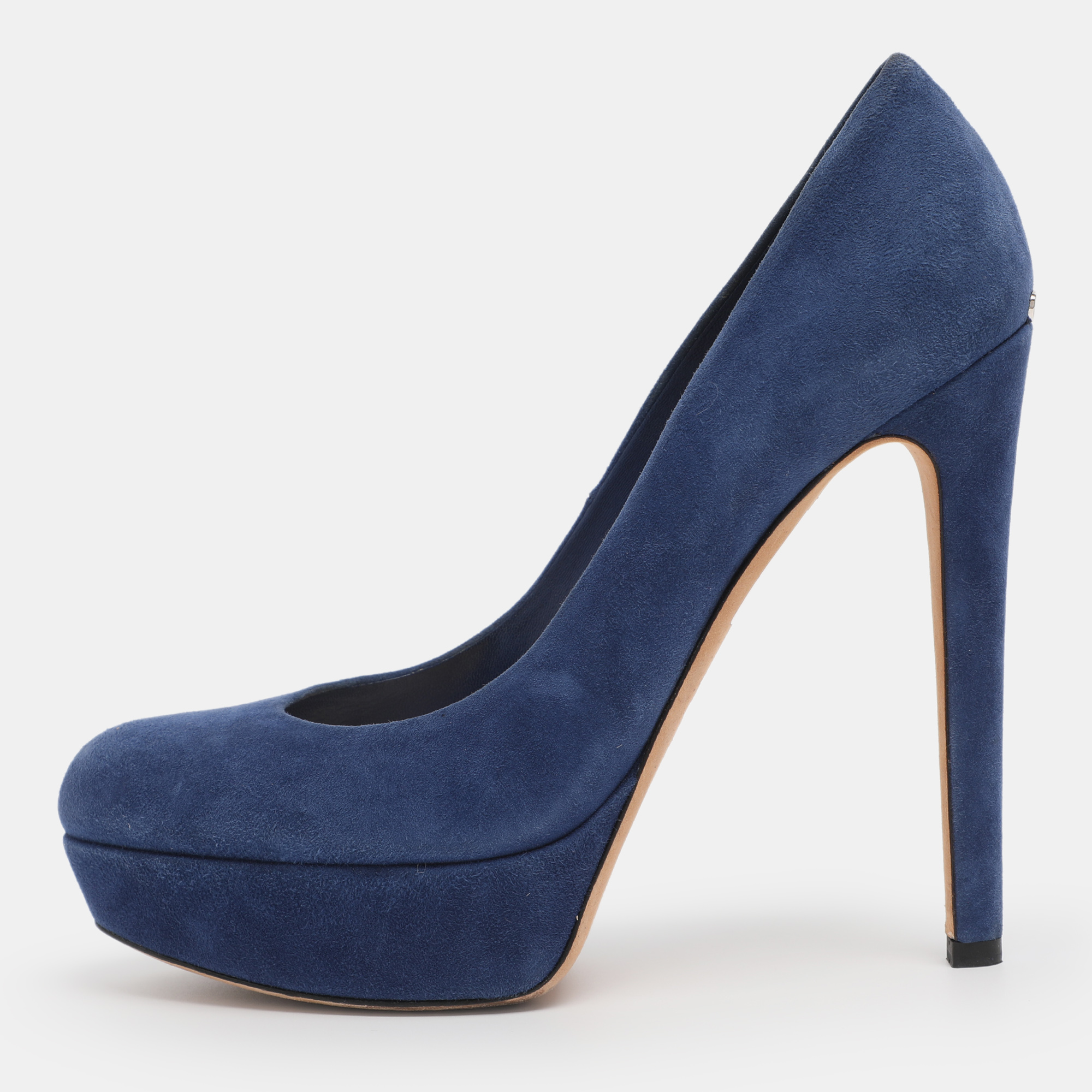 Pre-owned Dior Blue Suede Platform Pumps Size 39.5