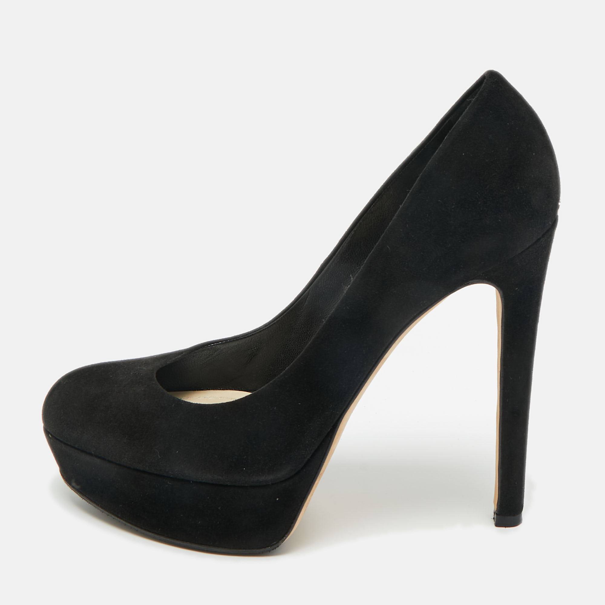 Pre-owned Dior Black Suede Platform Pumps Size 38