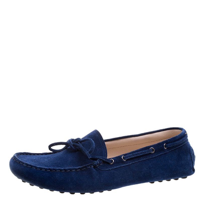 مملوكة مسبقًا Dior Blue Suede Bow Loafers Size 38