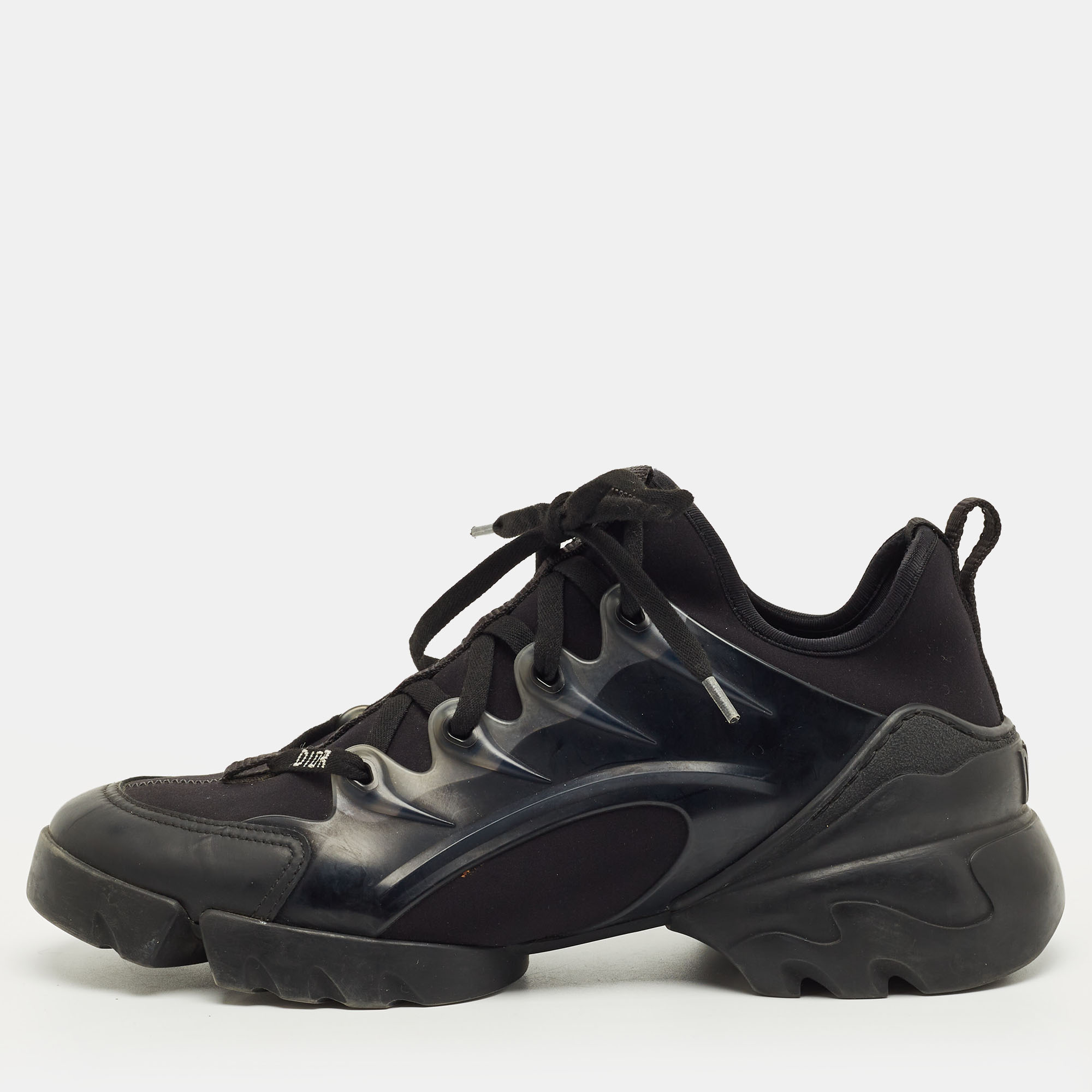 Pre-owned Dior Black Neoprene And Pvc D-connect Low Top Sneakers Size 38.5
