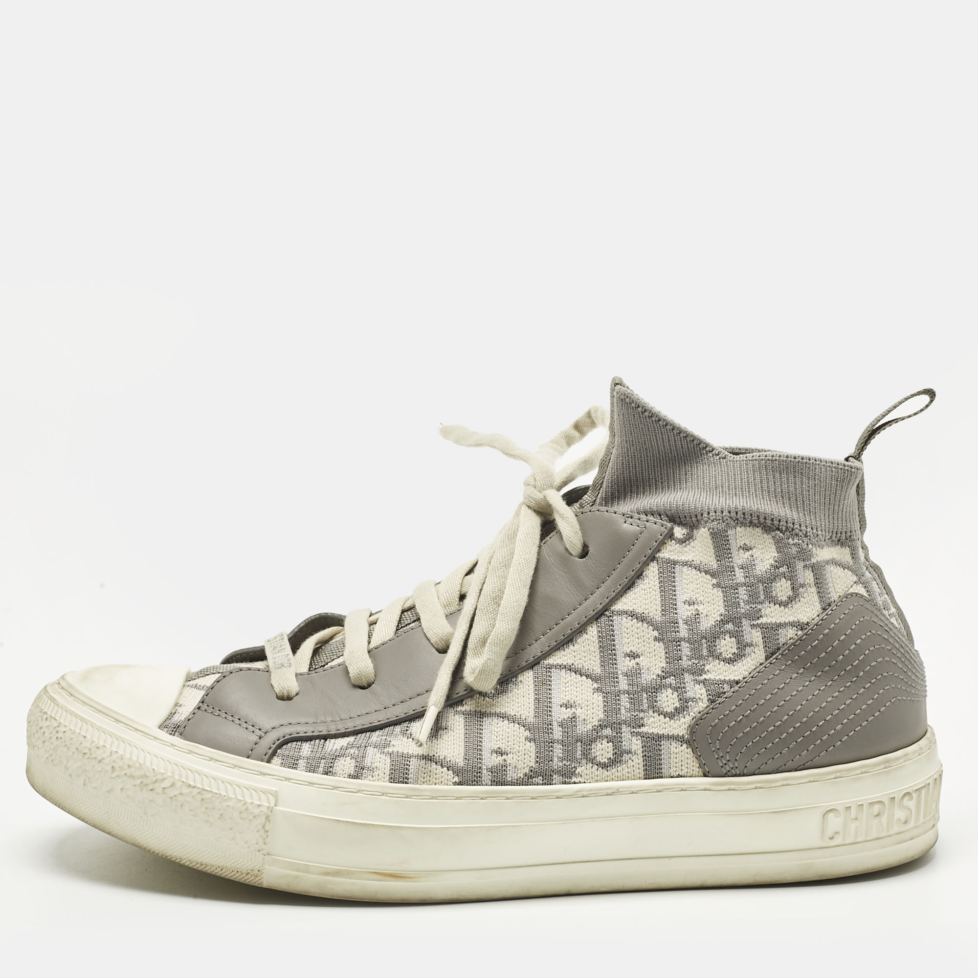 

Dior Grey Knit Fabric and Leather Walk'n'Dior High Top Sneakers Size