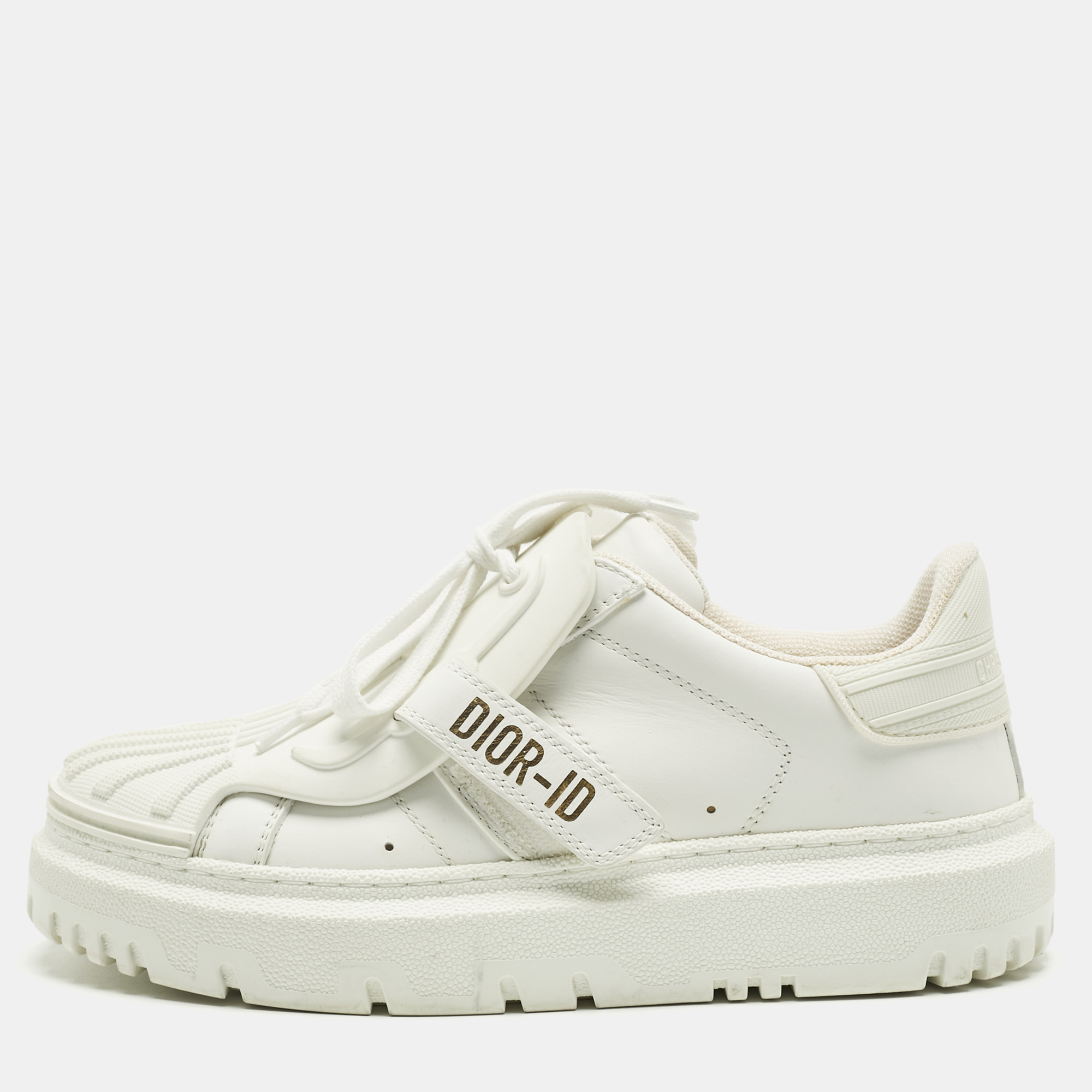 DIOR Pre-owned Id Lace Up Sneakers Size 36 In White