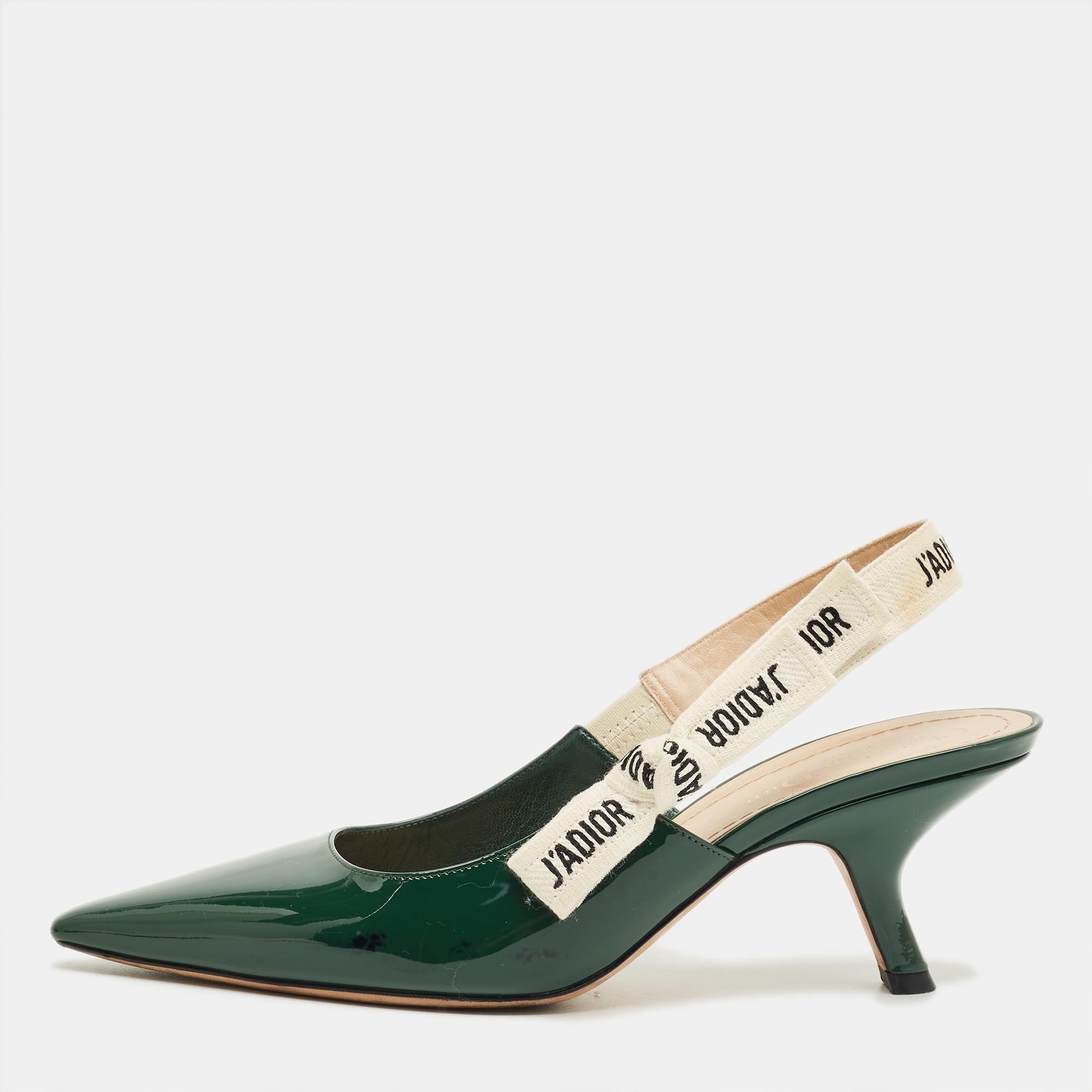 

Dior Green Patent J'Adior Pointed Toe Slingback Pumps Size