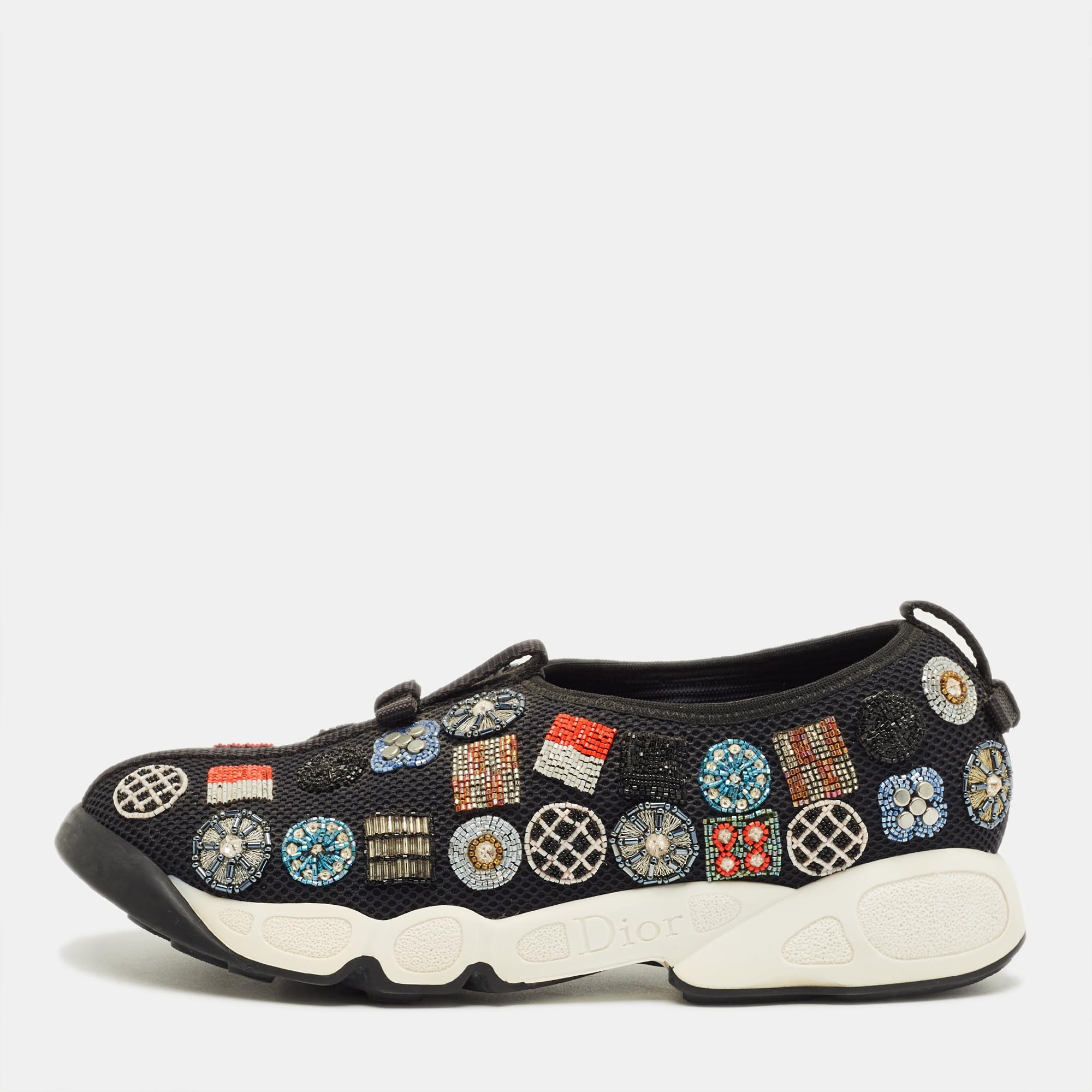 

Dior Black Mesh Embellished Fusion Sneakers Size