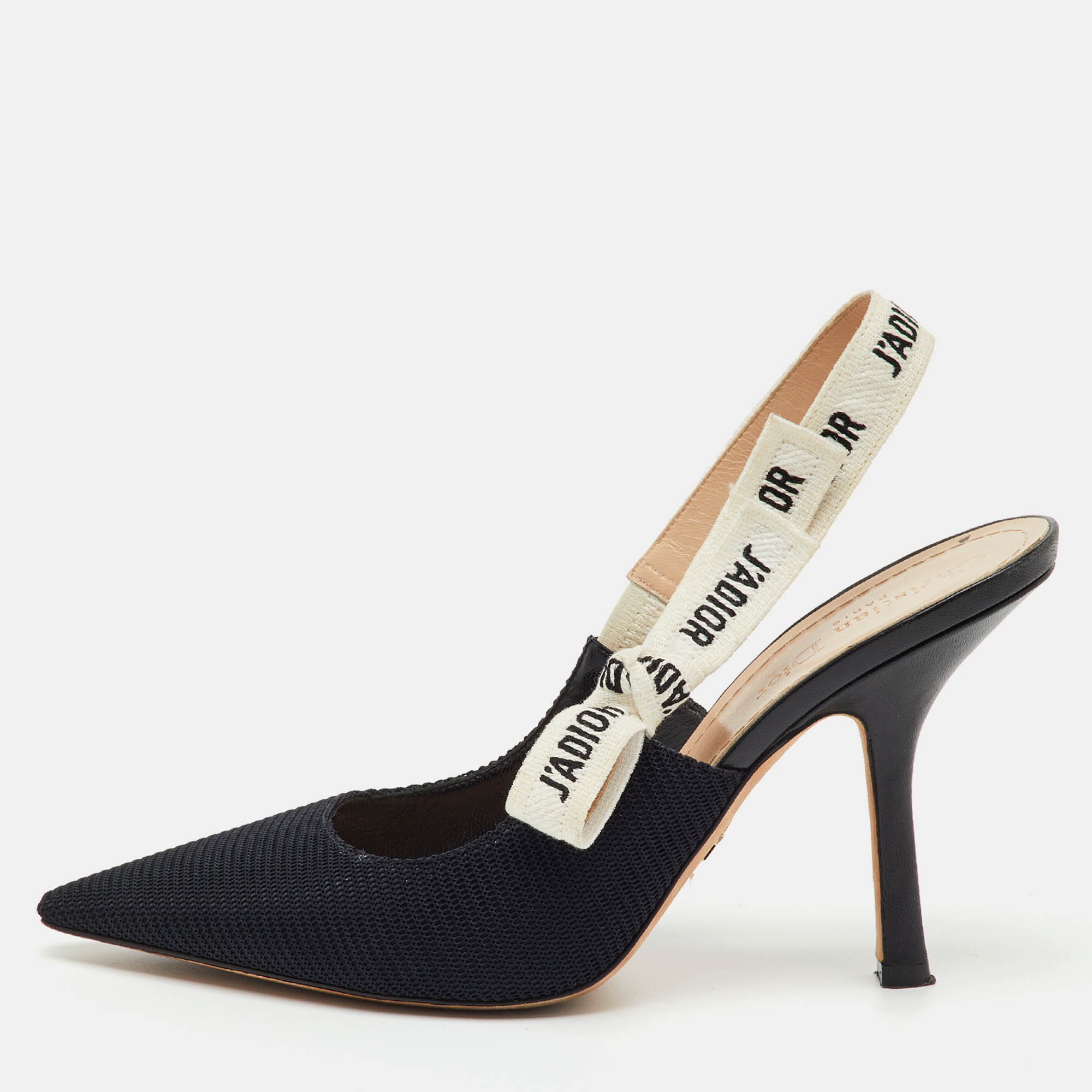 

Dior Black Technical Fabric J'Adior Pointed Toe Slingback Pumps Size