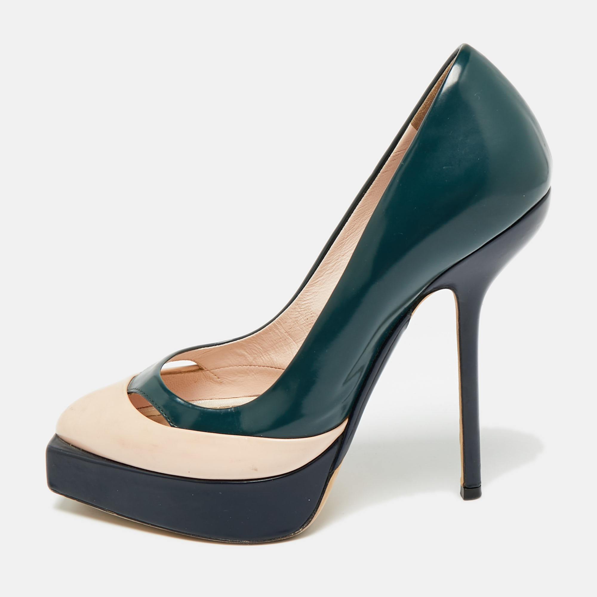 Pre-owned Dior Size 36 Multicolor Leather Square Sole Platform Pumps