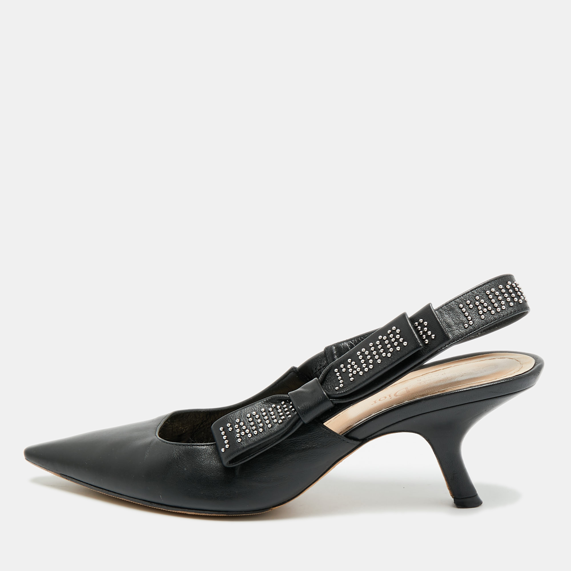 

Dior J'Adior Embellished Size  Black Leather Slingback Pumps
