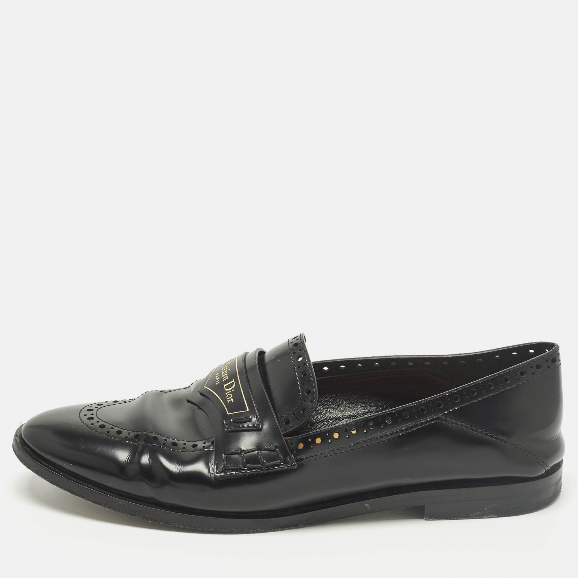 Pre-owned Dior Boy Size 37 Black Leather Loafers