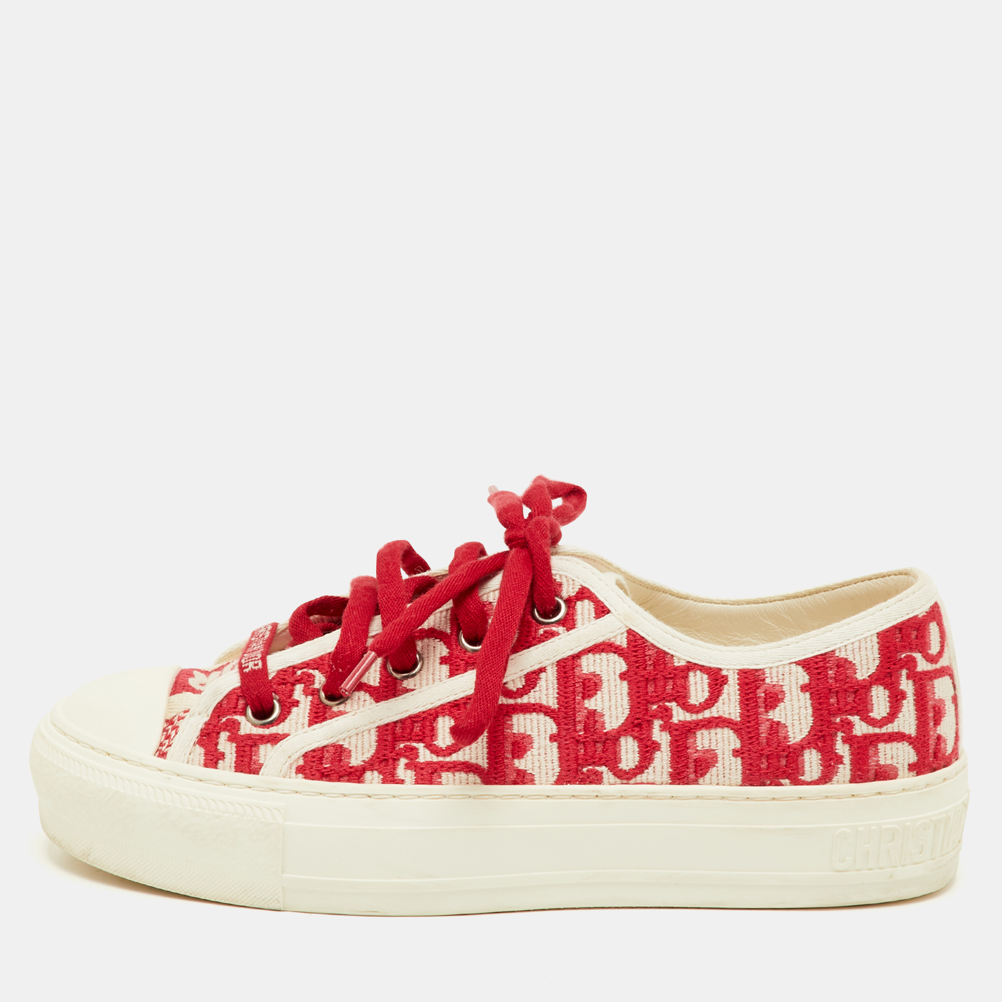 

Dior Walk'n'Dior Size  Red Canvas Low Top Sneakers